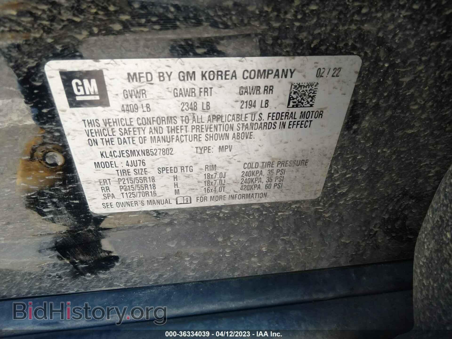 2022 BUICK ENCORE - VIN: KL4CJESMXNB527802 - Фото 9