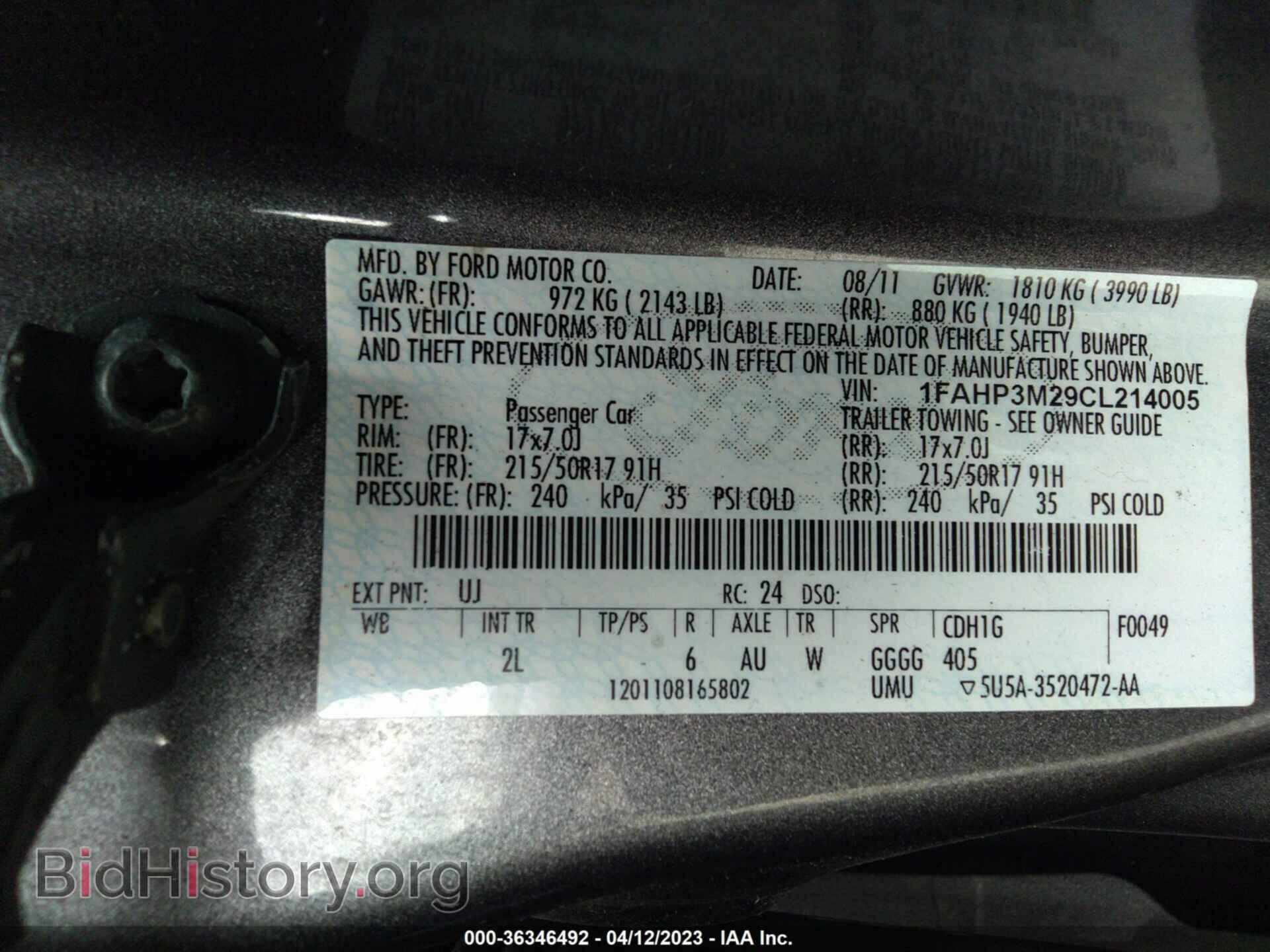 2012 FORD FOCUS - VIN: 1FAHP3M29CL214005 - Фото 9