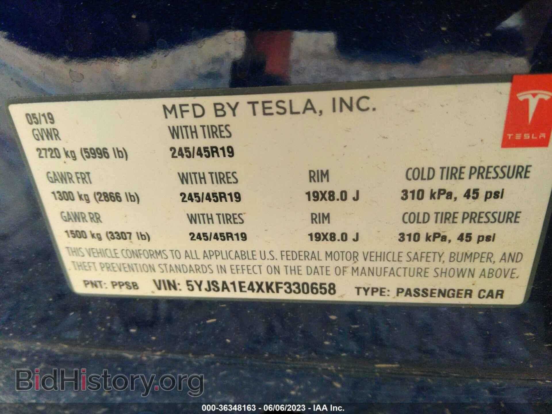 2019 TESLA MODEL S - VIN: 5YJSA1E4XKF330658 - Фото 9