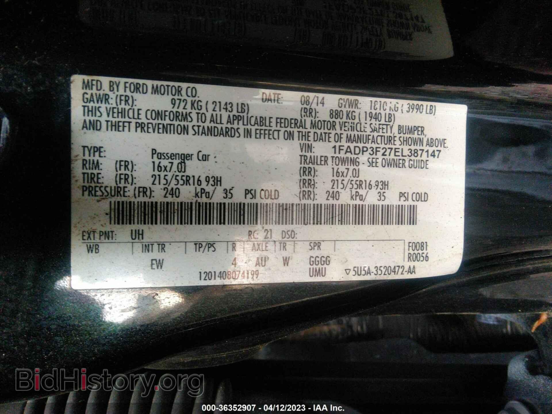 2014 FORD FOCUS - VIN: 1FADP3F27EL387147 - Фото 9