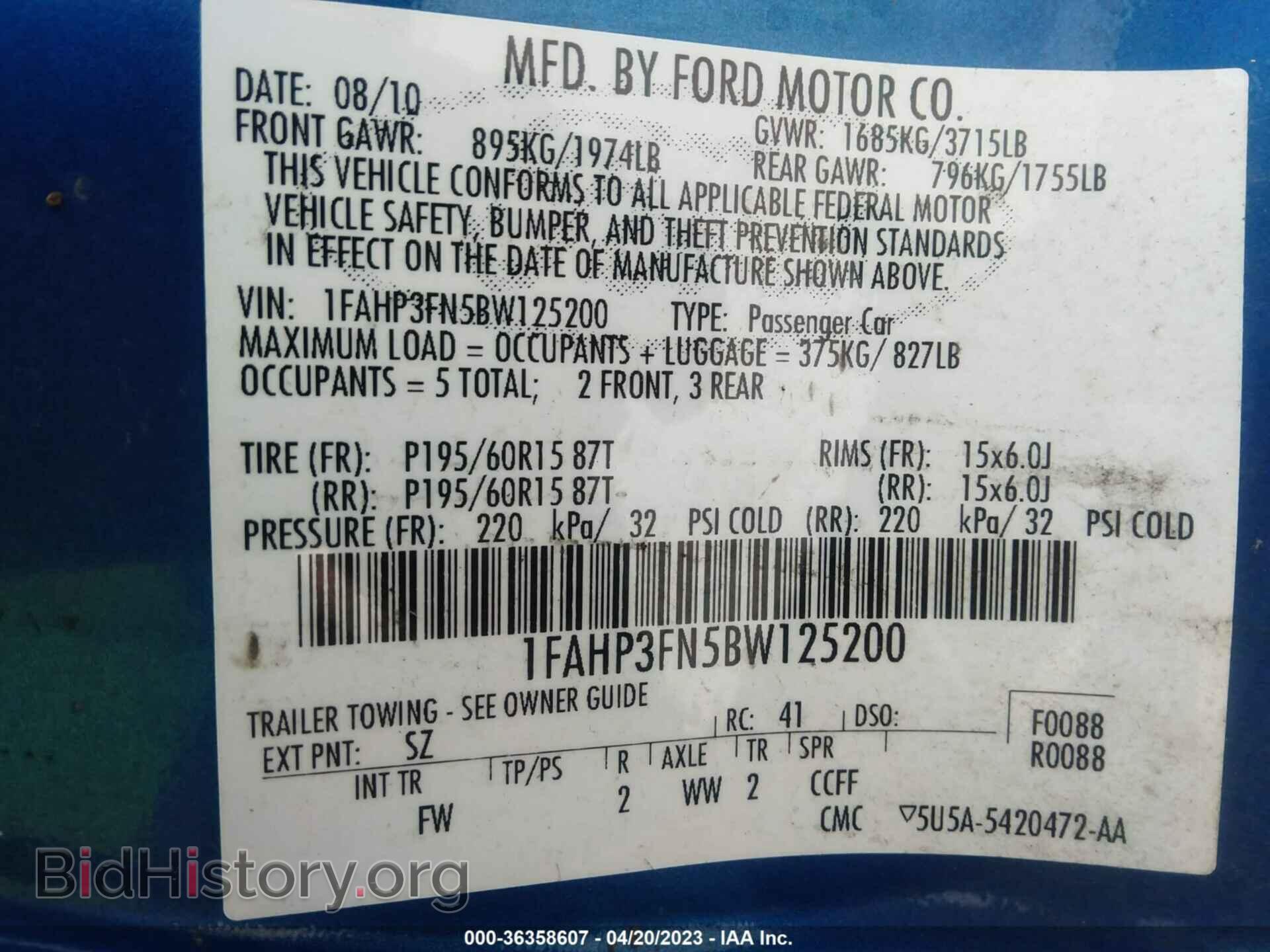 2011 FORD FOCUS - VIN: 1FAHP3FN5BW125200 - Фото 9