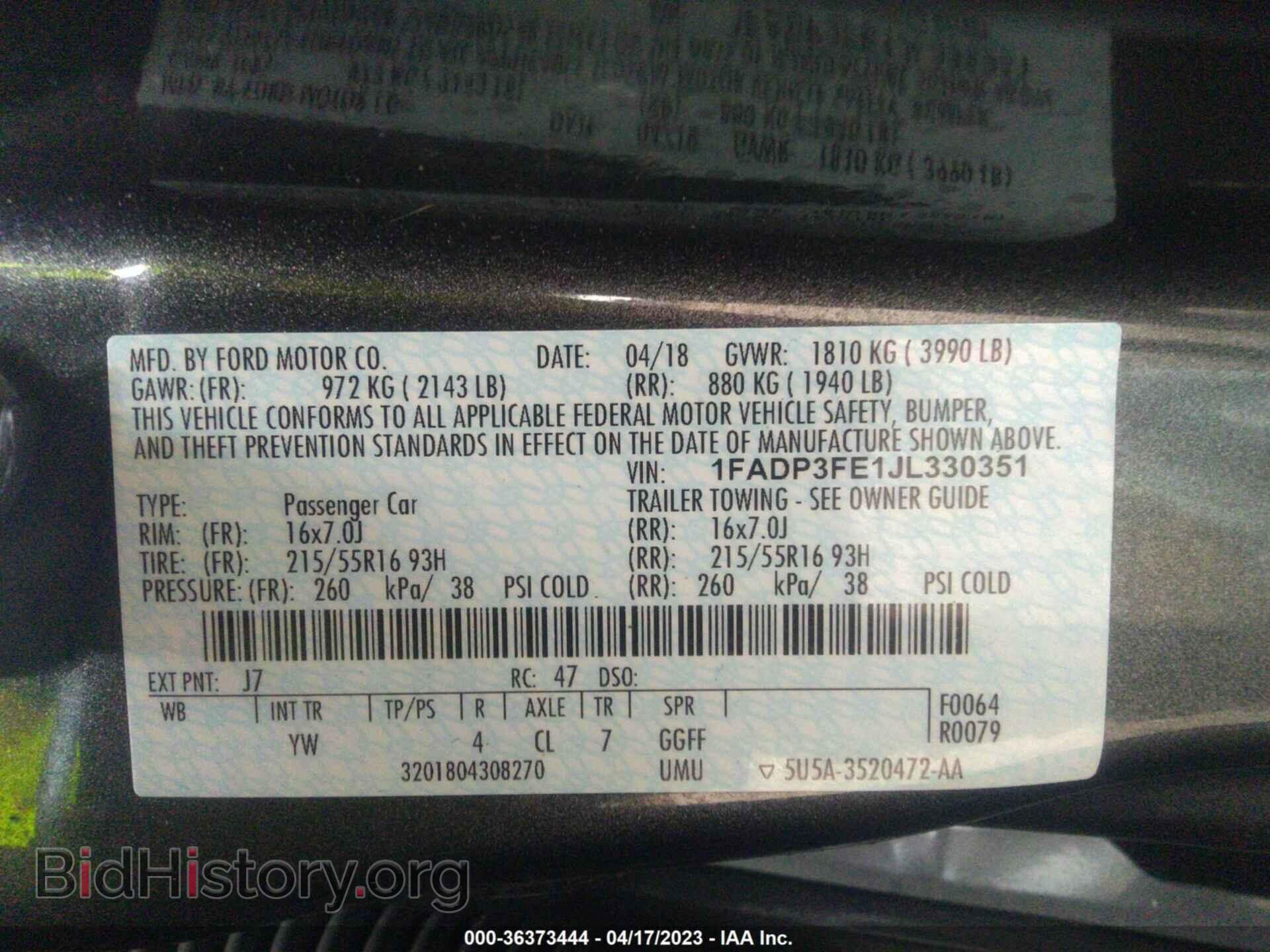 2018 FORD FOCUS - VIN: 1FADP3FE1JL330351 - Фото 9