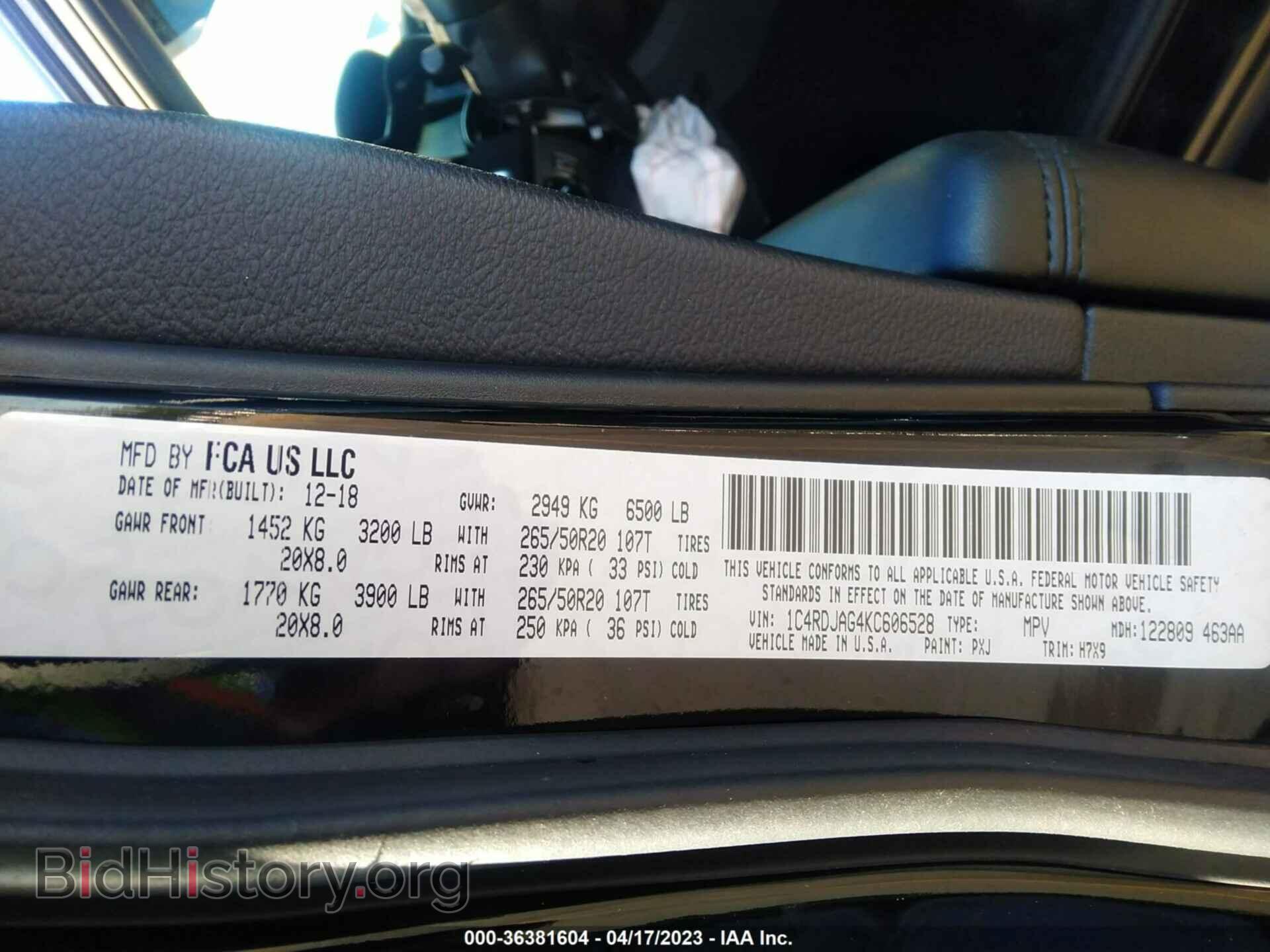 2019 DODGE DURANGO - VIN: 1C4RDJAG4KC606528 - Фото 9