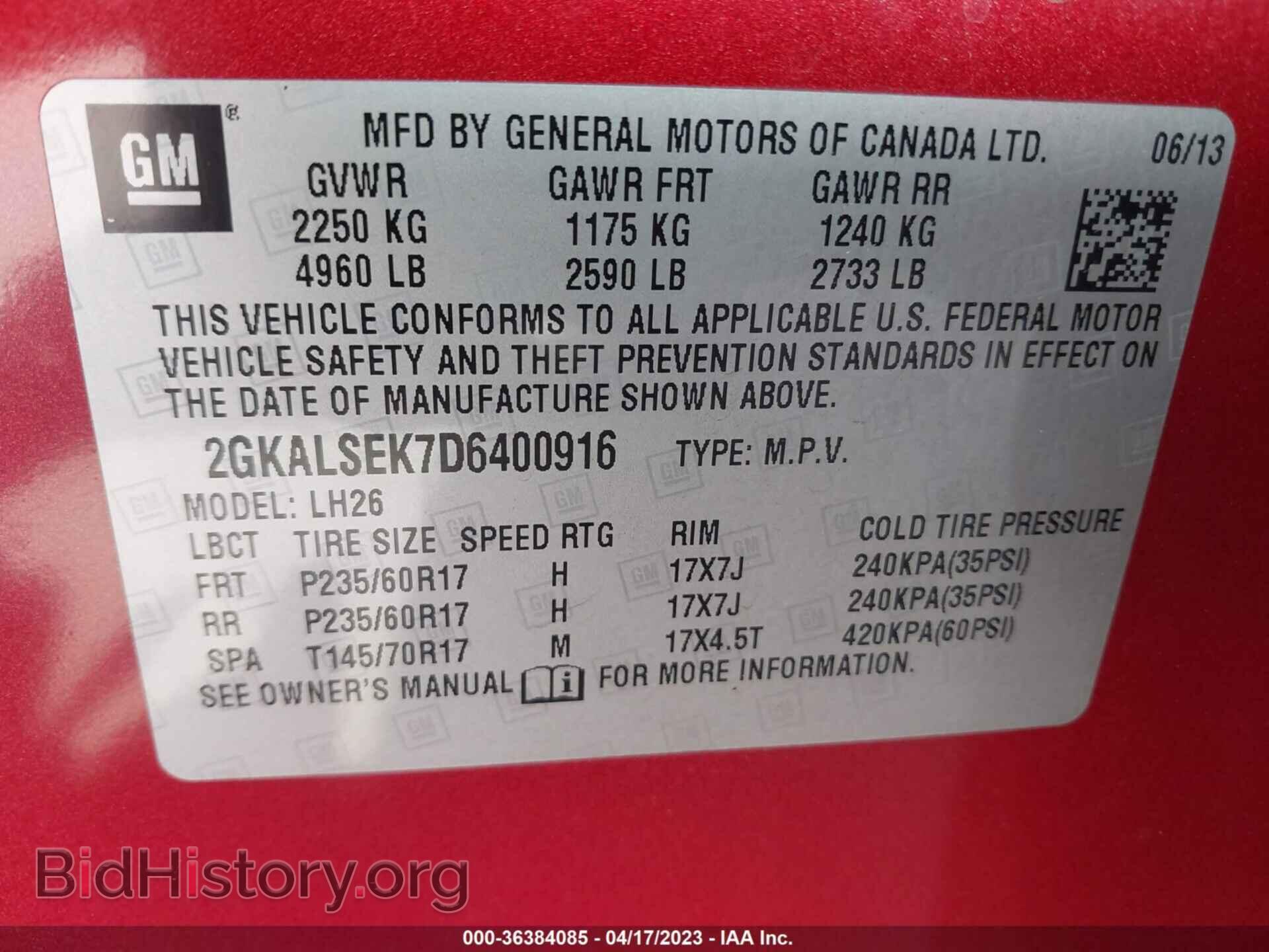 2013 GMC TERRAIN - VIN: 2GKALSEK7D6400916 - Photo 9