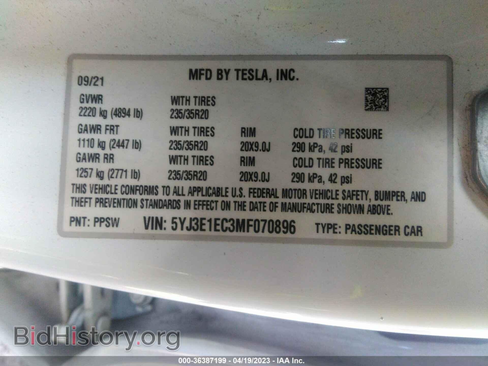 2021 TESLA MODEL 3 - VIN: 5YJ3E1EC3MF070896 - Photo 9