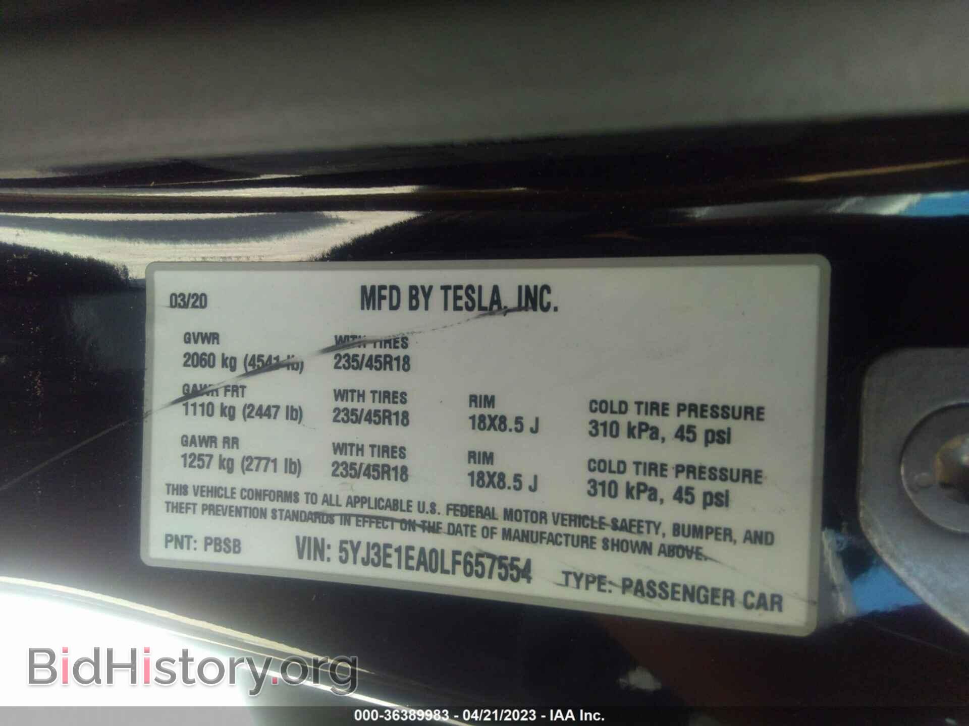 2020 TESLA MODEL 3 - VIN: 5YJ3E1EA0LF657554 - Фото 9