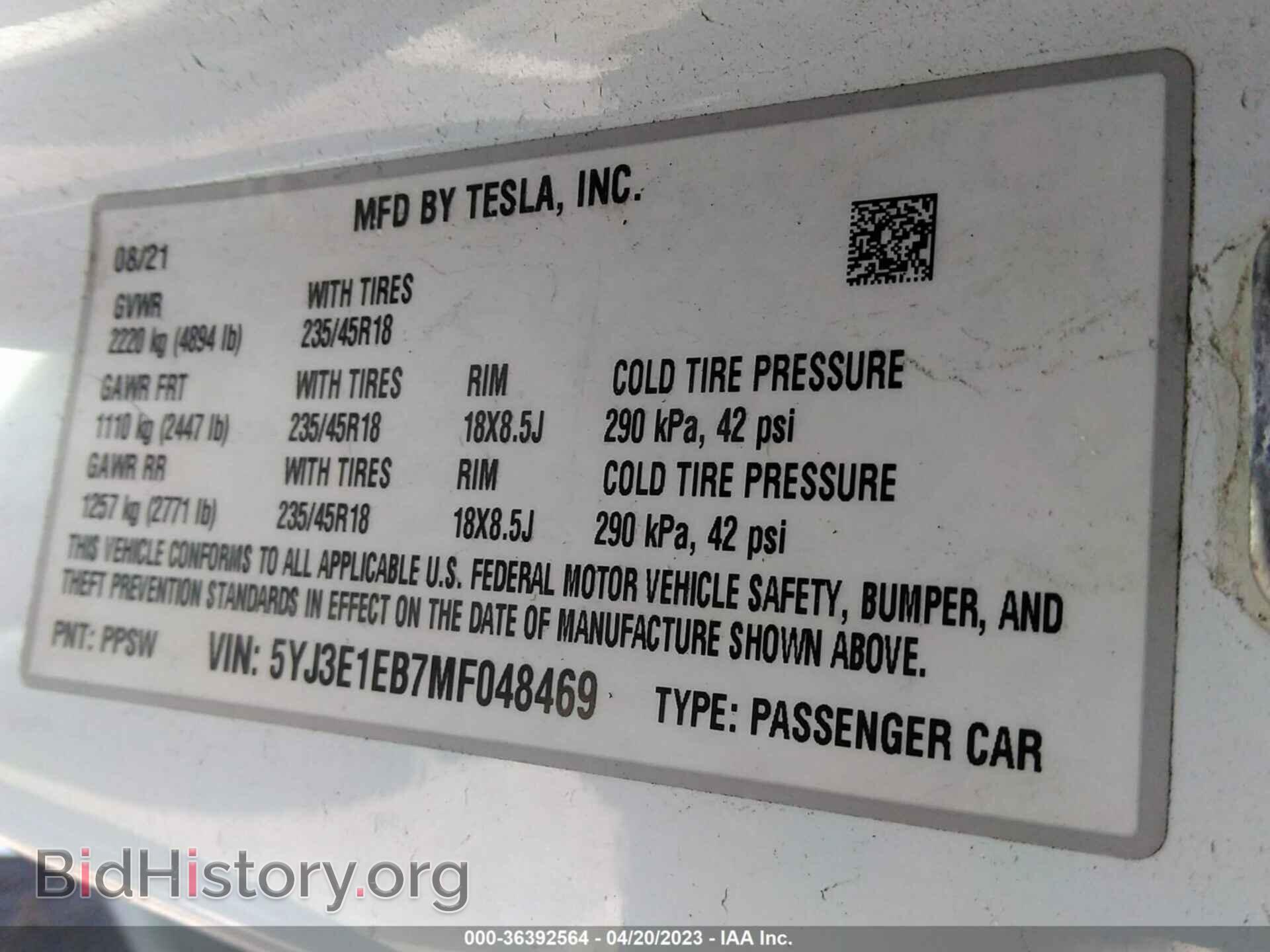 2021 TESLA MODEL 3 - VIN: 5YJ3E1EB7MF048469 - Photo 9