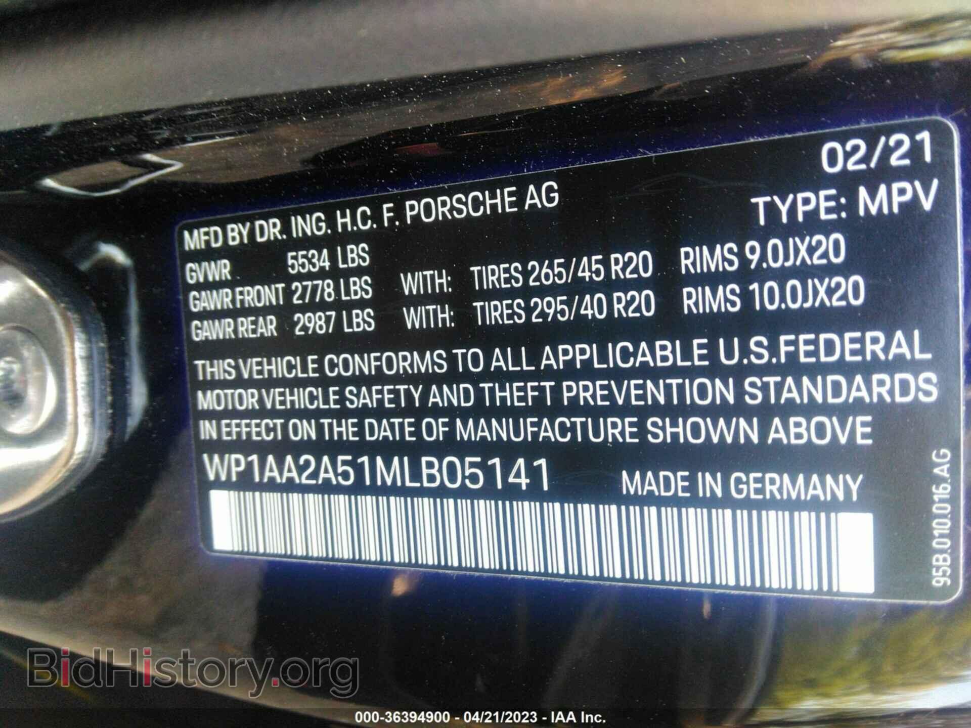 2021 PORSCHE MACAN - VIN: WP1AA2A51MLB05141 - Фото 9