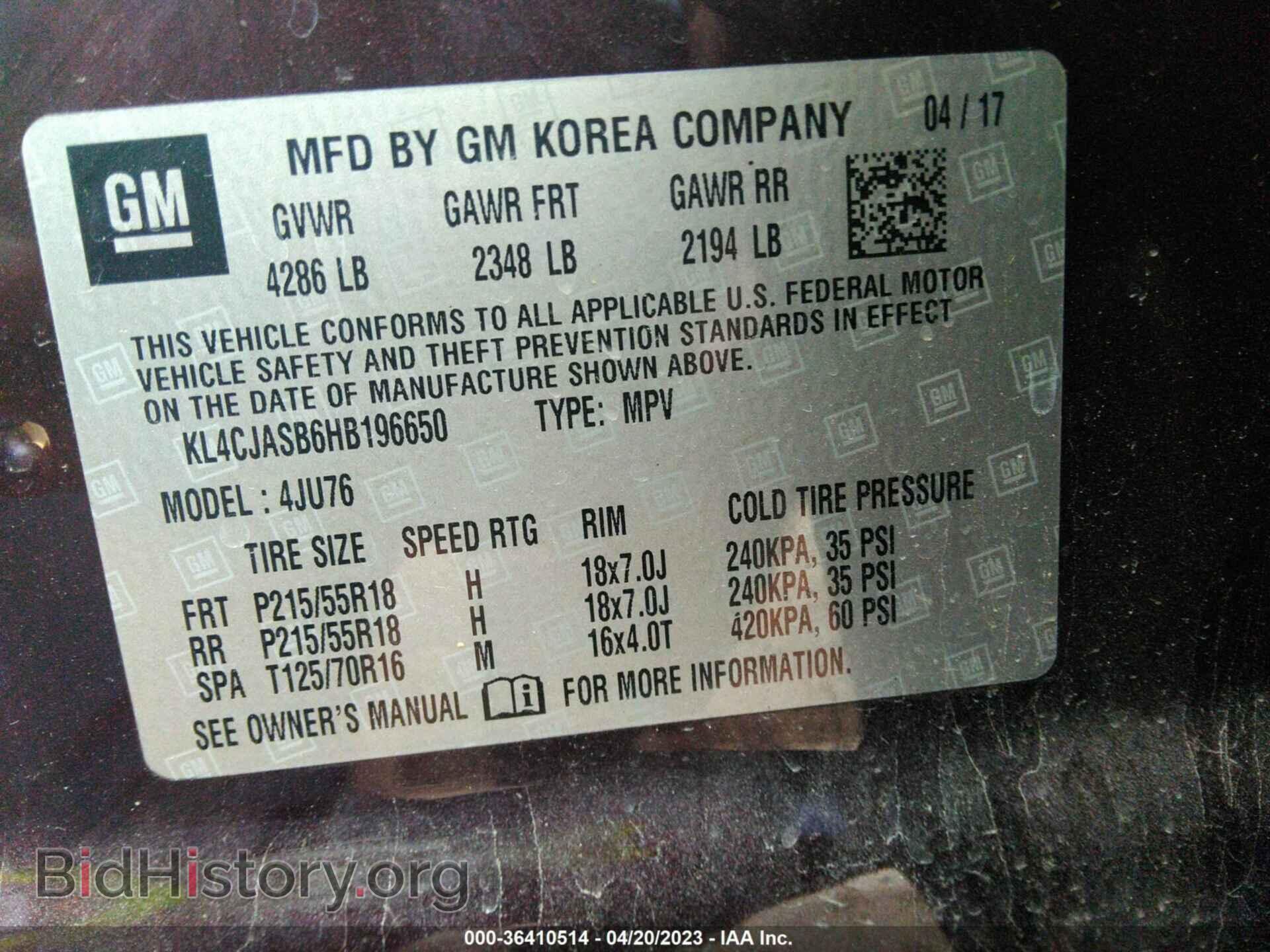 2017 BUICK ENCORE - VIN: KL4CJASB6HB196650 - Photo 9