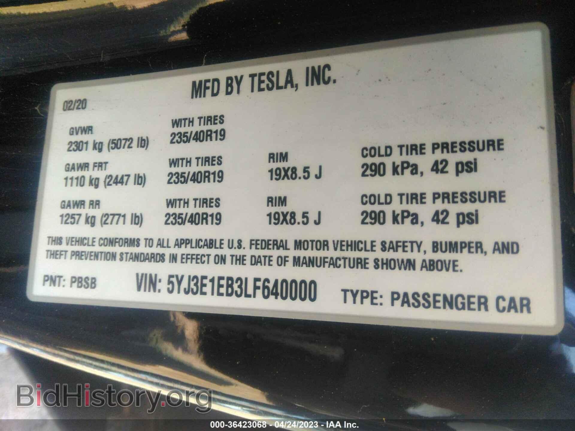 2020 TESLA MODEL 3 - VIN: 5YJ3E1EB3LF640000 - Фото 9