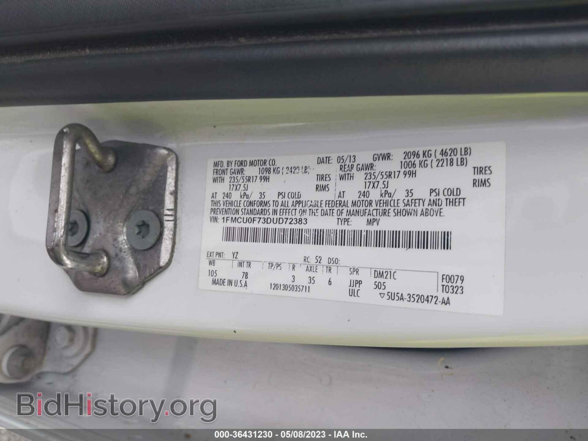 2013 FORD ESCAPE - VIN: 1FMCU0F73DUD72383 - Photo 9