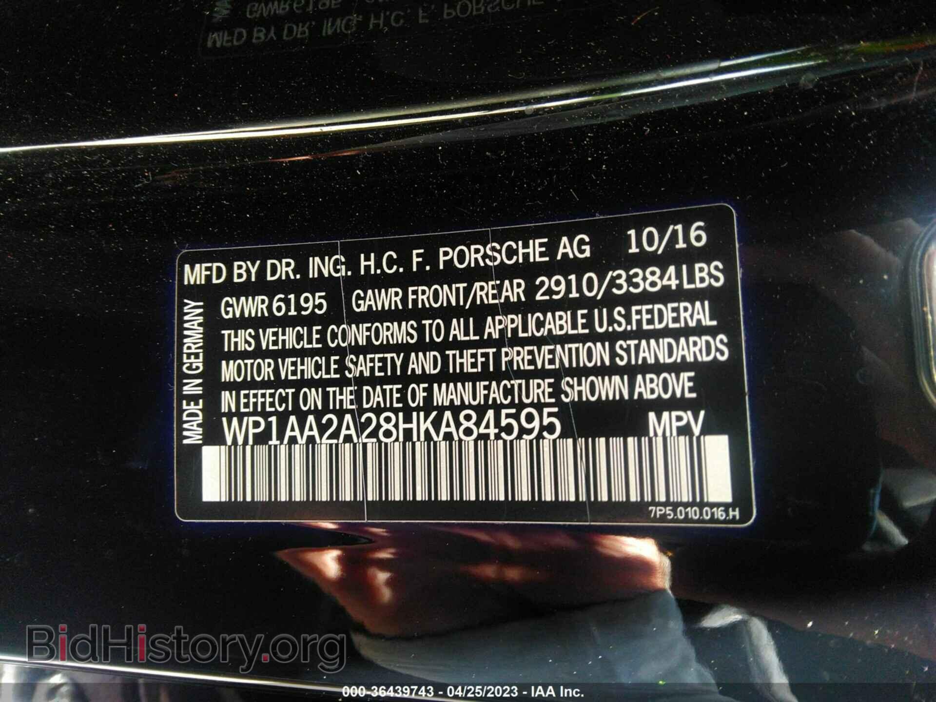 2017 PORSCHE CAYENNE - VIN: WP1AA2A28HKA84595 - Фото 9