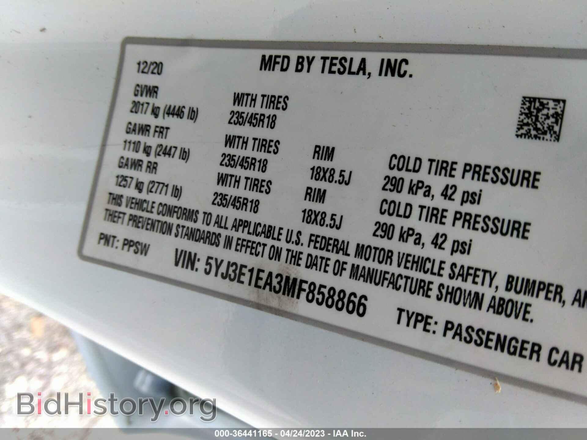 2021 TESLA MODEL 3 - VIN: 5YJ3E1EA3MF858866 - Photo 9