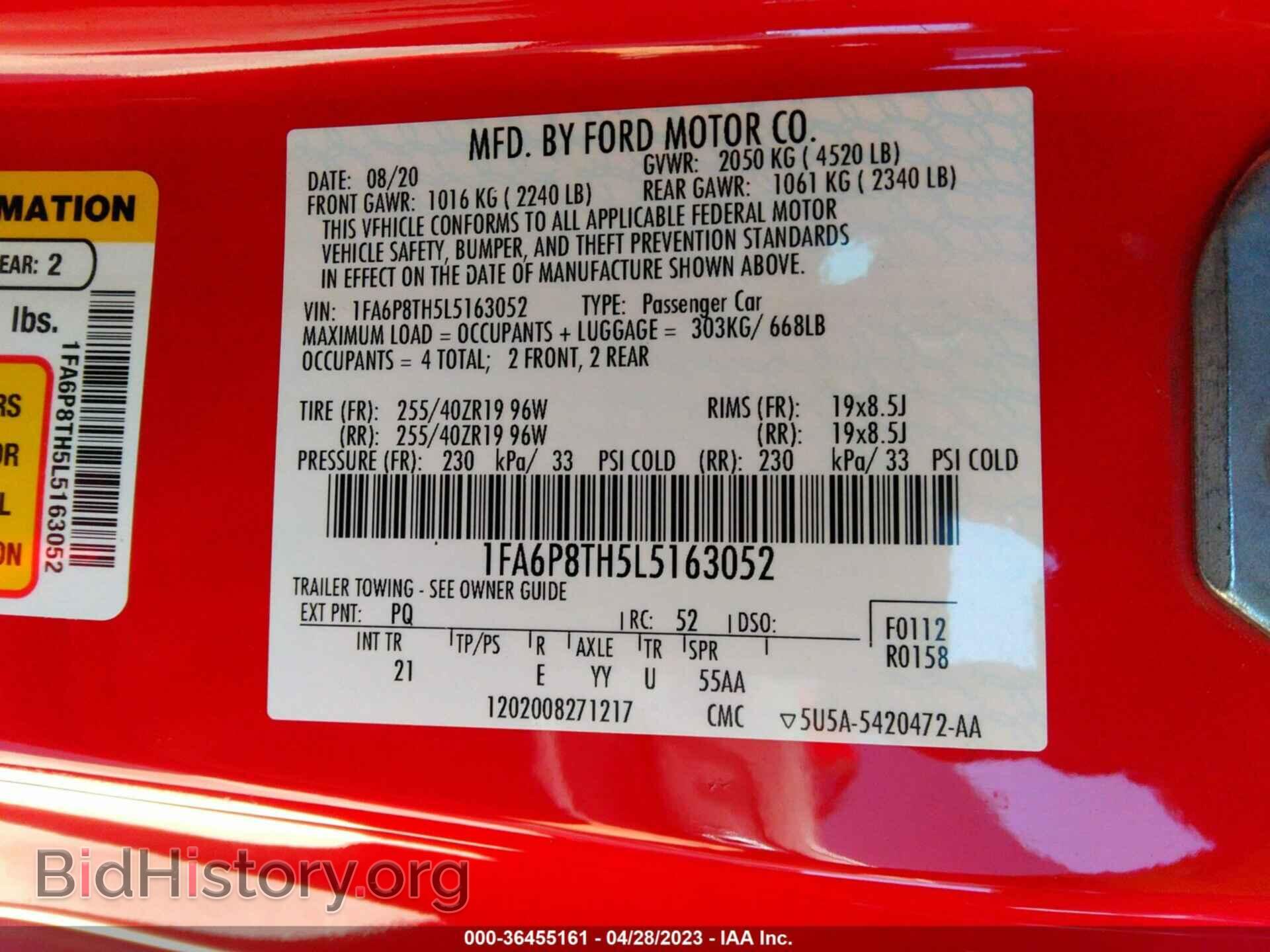 2020 FORD MUSTANG - VIN: 1FA6P8TH5L5163052 - Фото 9