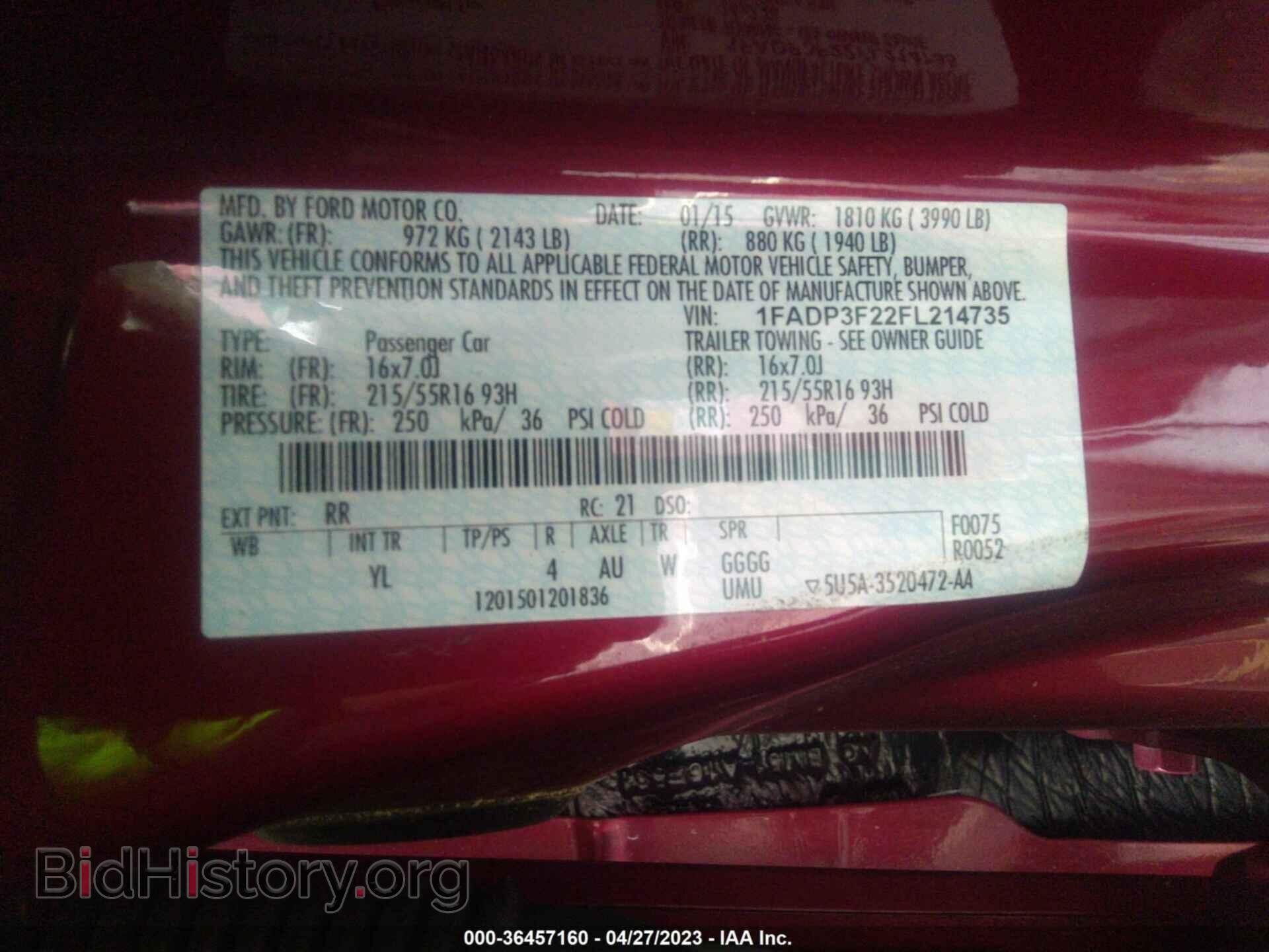 2015 FORD FOCUS - VIN: 1FADP3F22FL214735 - Фото 9