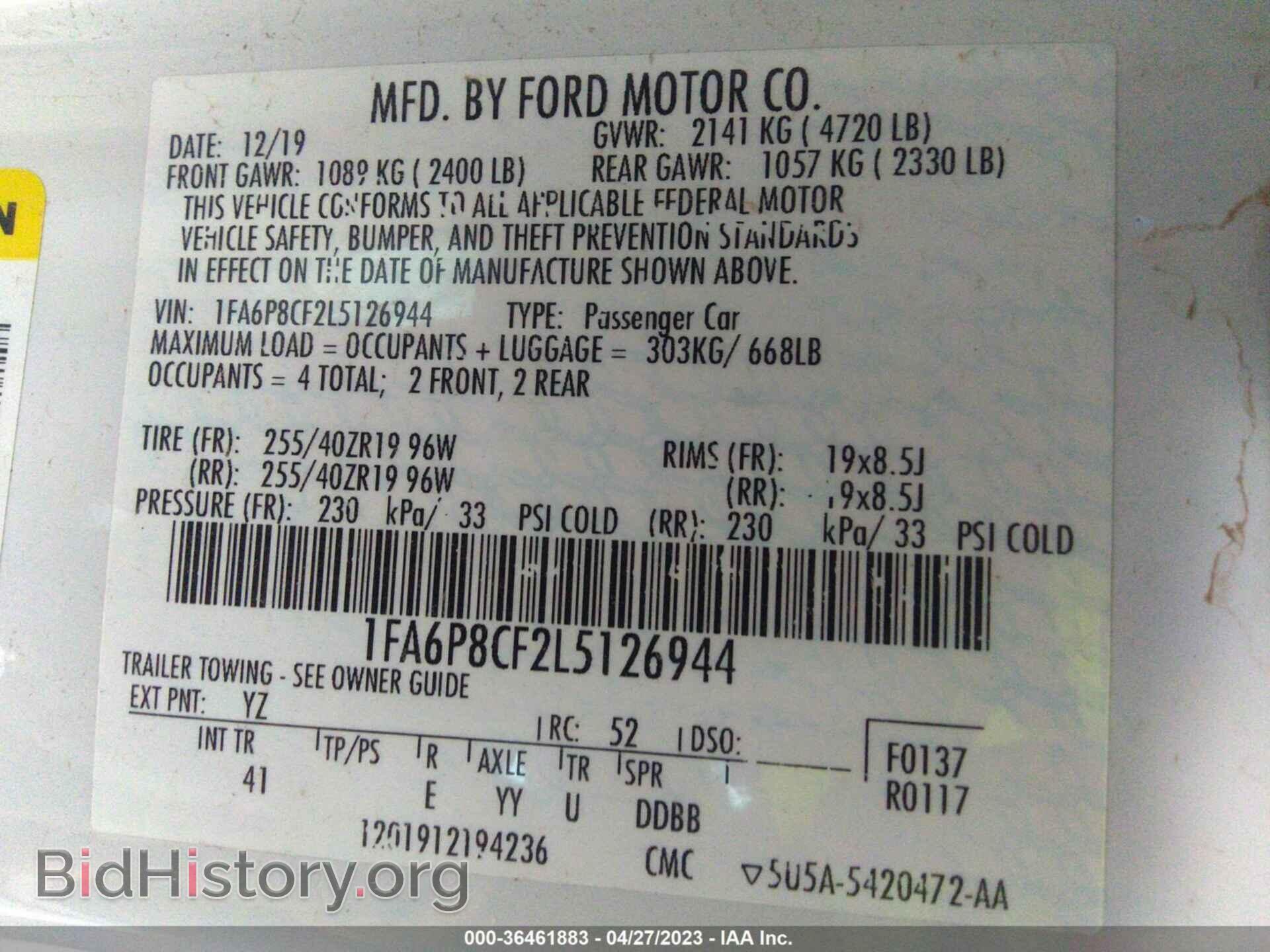 2020 FORD MUSTANG - VIN: 1FA6P8CF2L5126944 - Фото 9