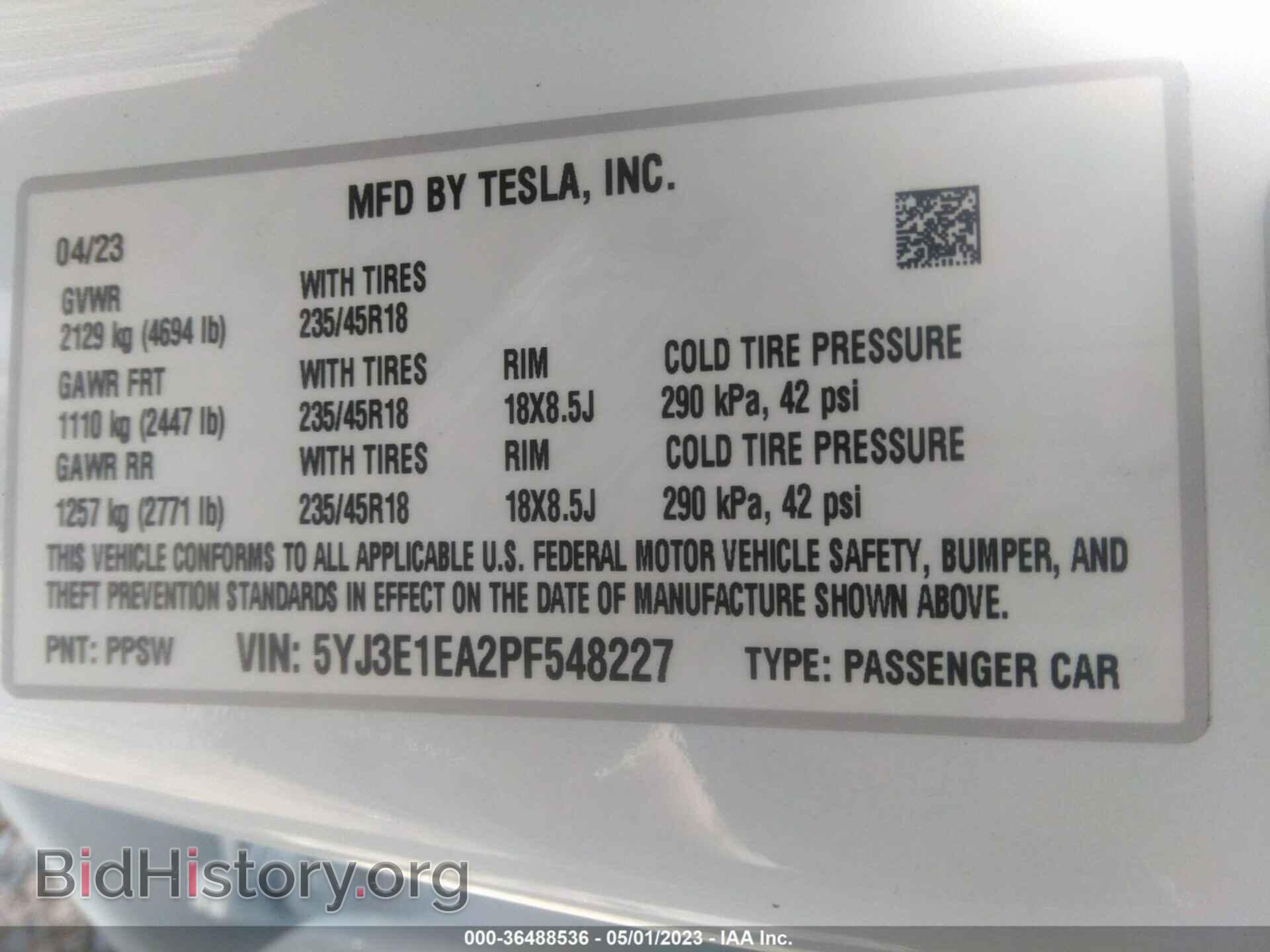 2023 TESLA MODEL 3 - VIN: 5YJ3E1EA2PF548227 - Фото 9