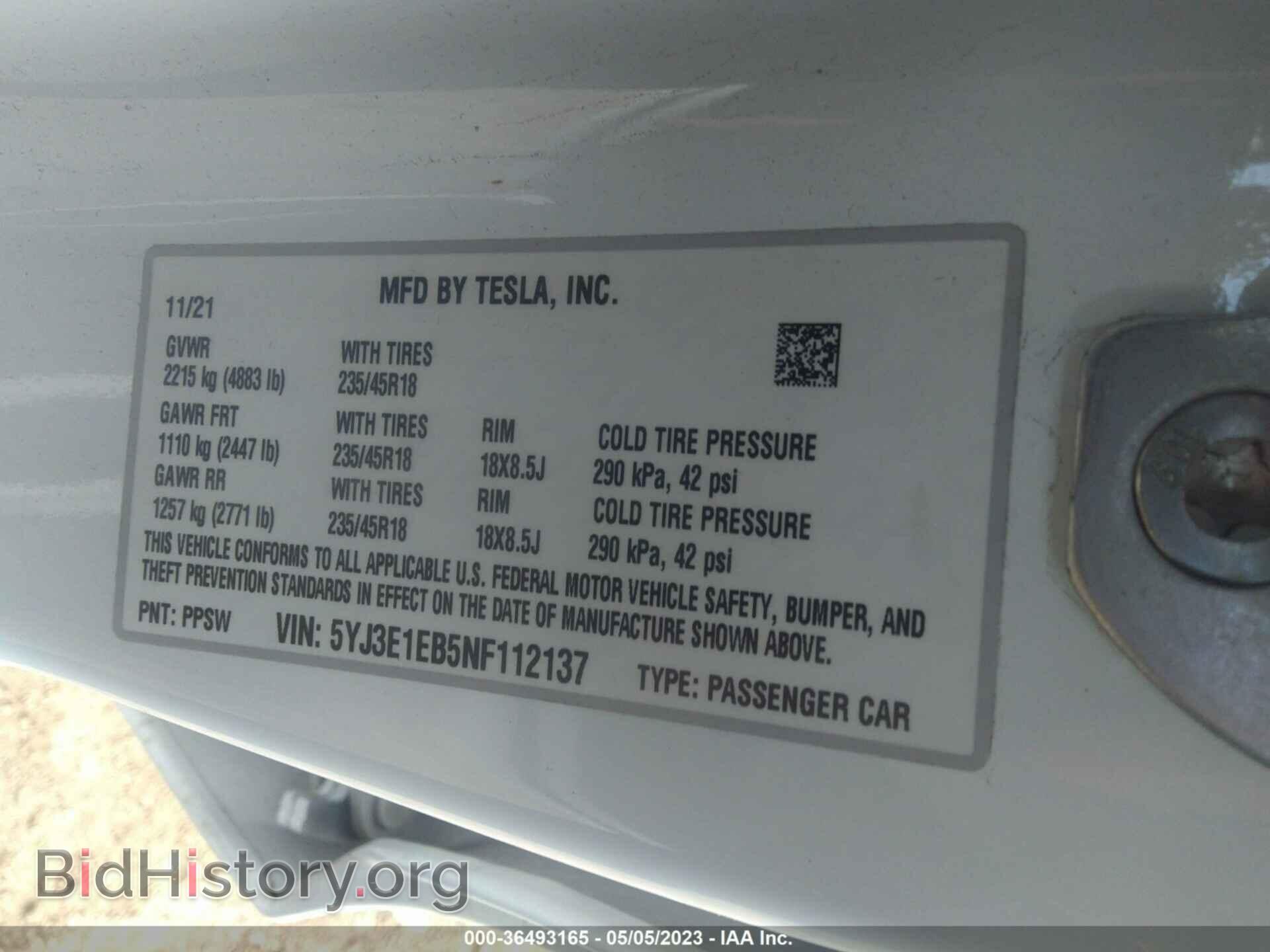 2022 TESLA MODEL 3 - VIN: 5YJ3E1EB5NF112137 - Фото 9