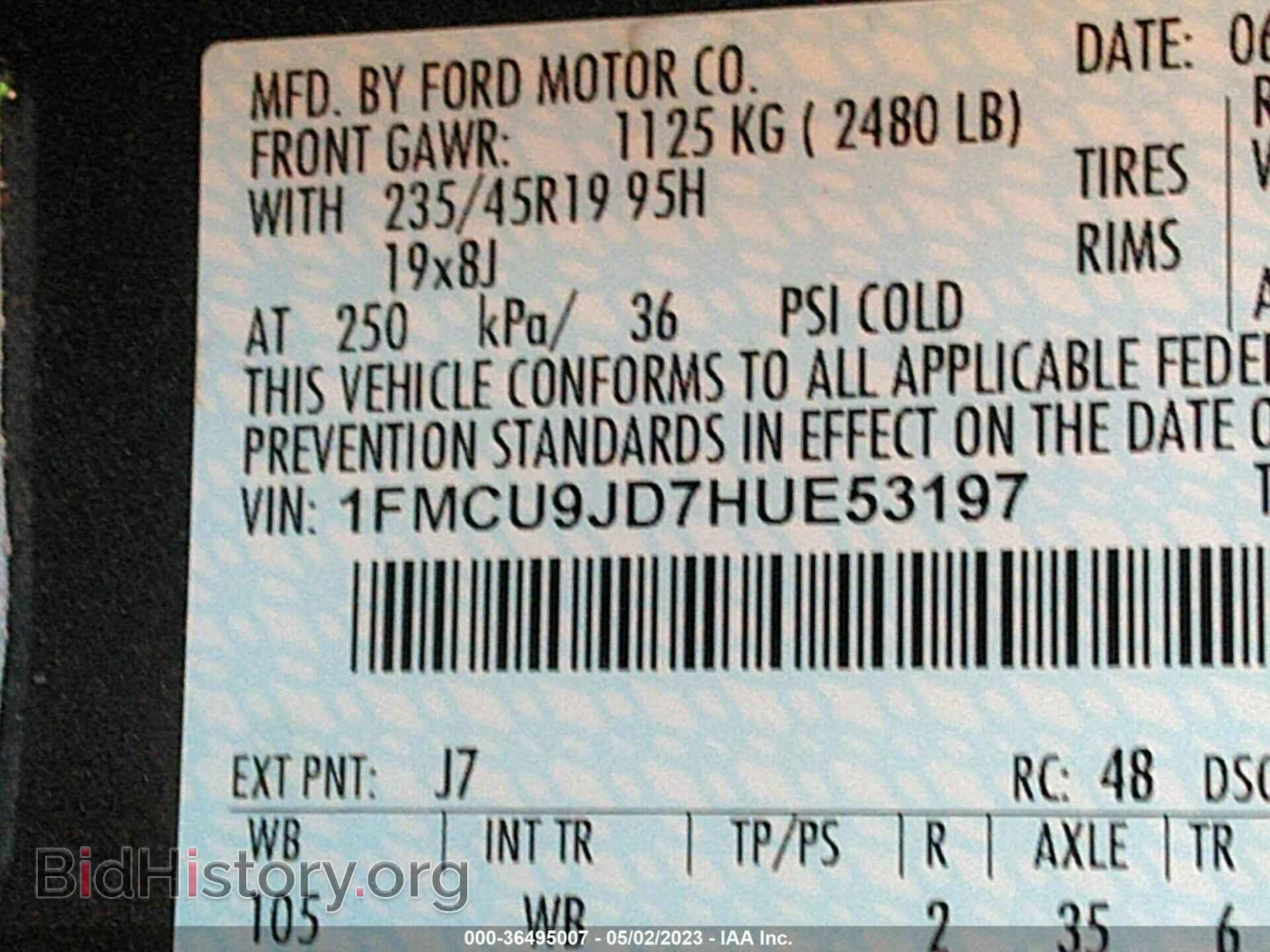2017 FORD ESCAPE - VIN: 1FMCU9JD7HUE53197 - Фото 9