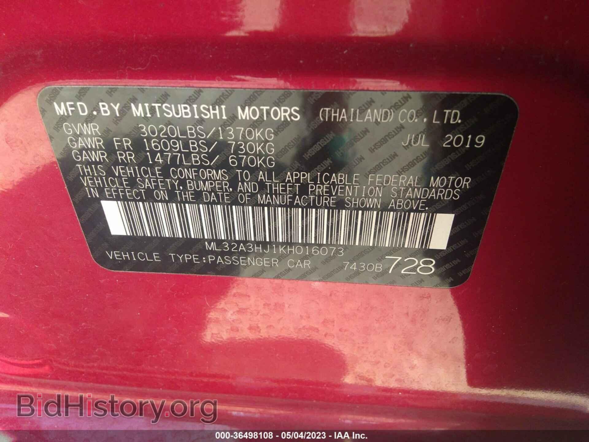 2019 MITSUBISHI MIRAGE - VIN: ML32A3HJ1KH016073 - Фото 9