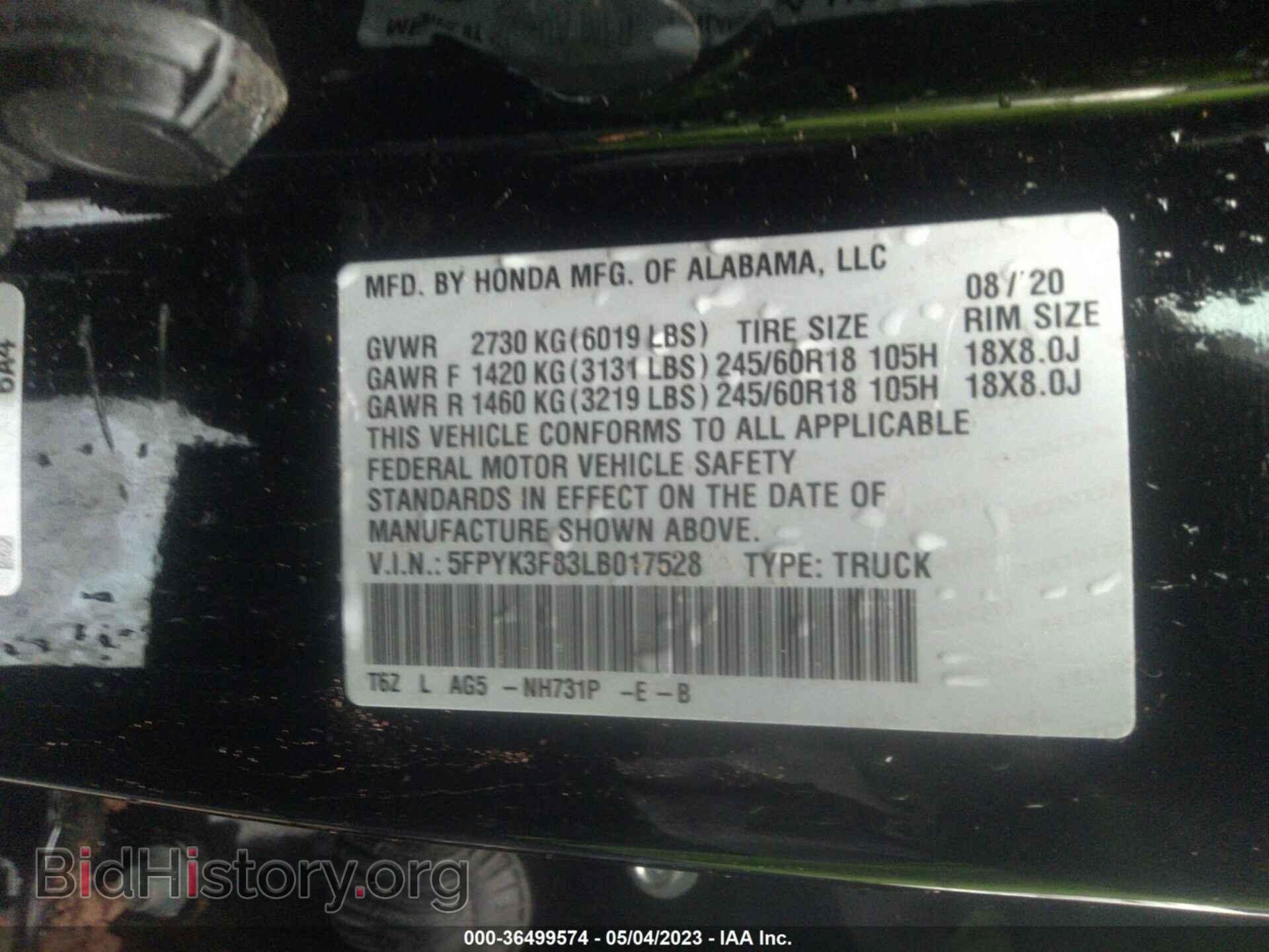 2020 HONDA RIDGELINE - VIN: 5FPYK3F83LB017528 - Фото 9