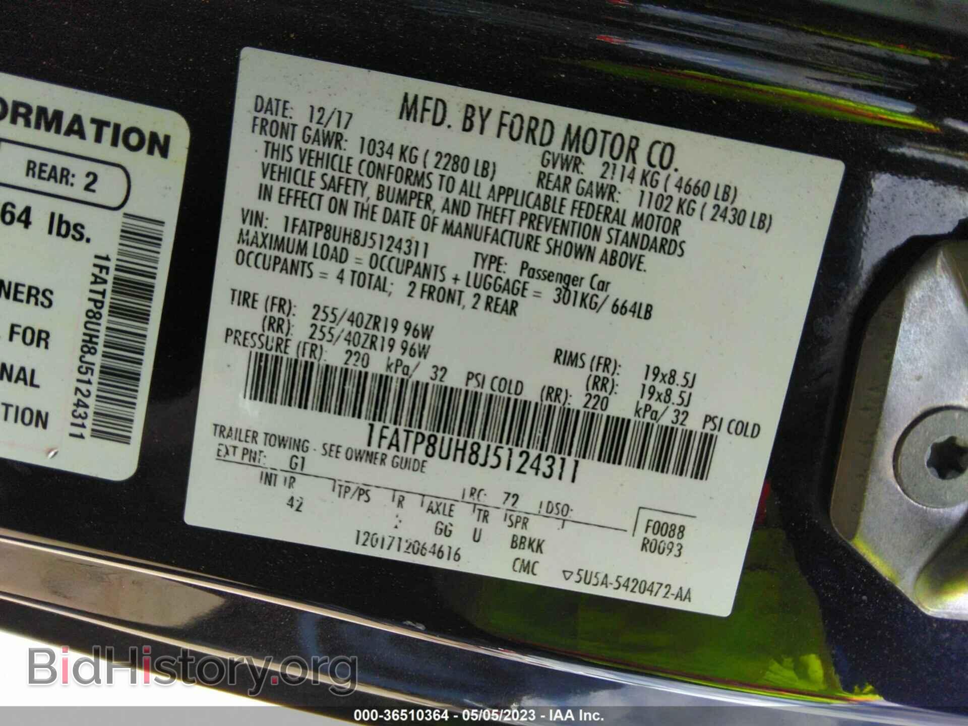 2018 FORD MUSTANG - VIN: 1FATP8UH8J5124311 - Фото 9