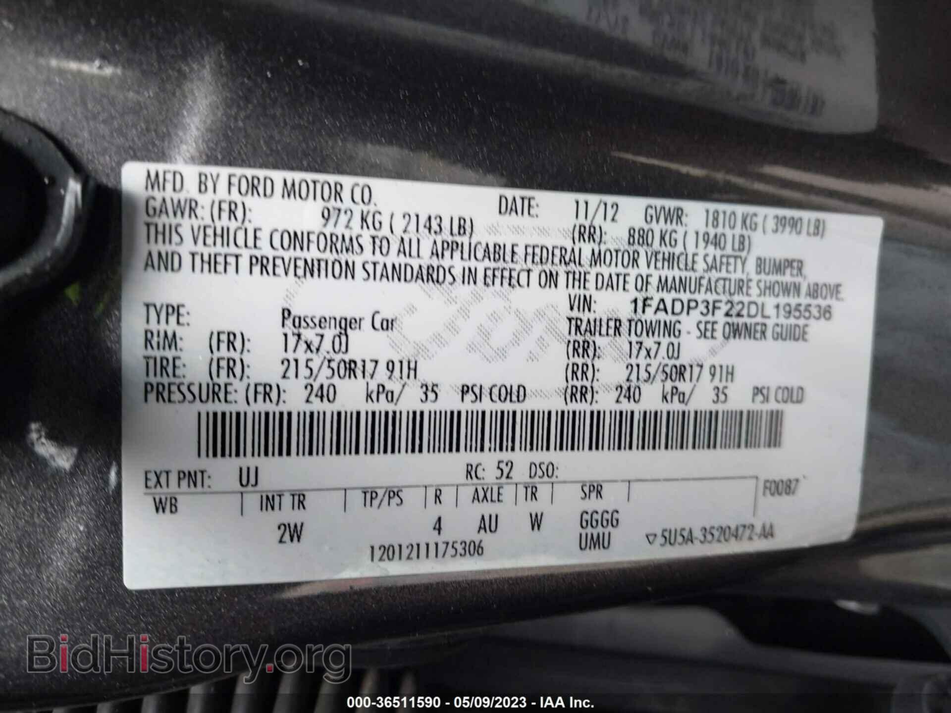 2013 FORD FOCUS - VIN: 1FADP3F22DL195536 - Photo 9