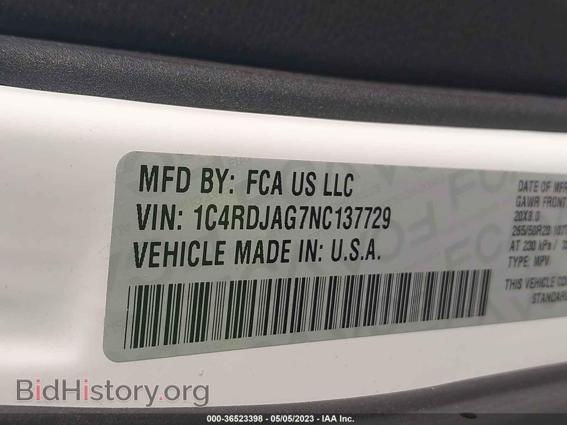 2022 DODGE DURANGO - VIN: 1C4RDJAG7NC137729 - Фото 9
