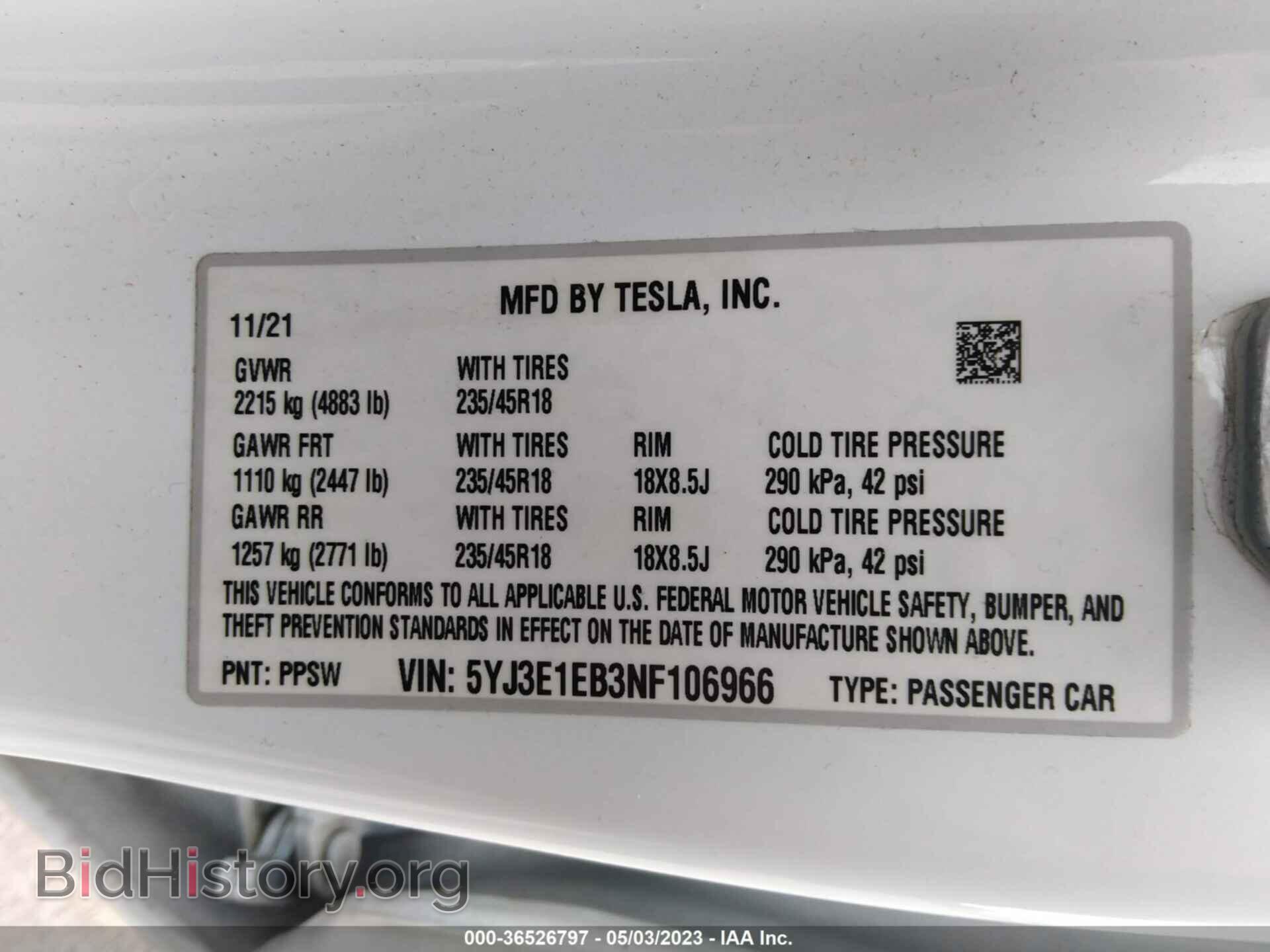 2022 TESLA MODEL 3 - VIN: 5YJ3E1EB3NF106966 - Photo 9