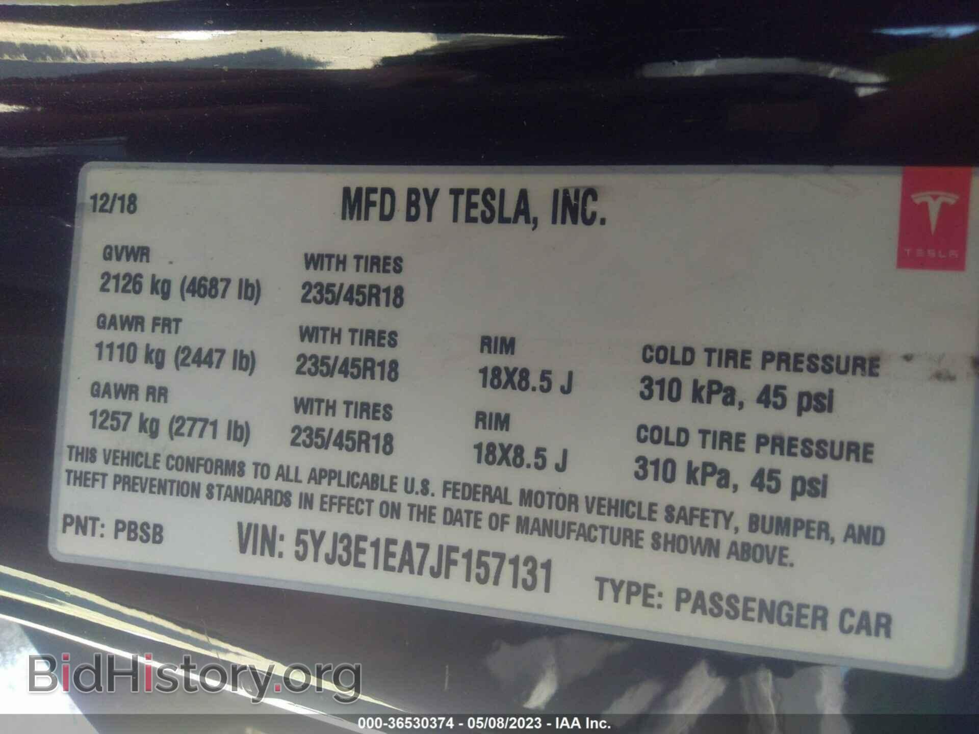 2018 TESLA MODEL 3 - VIN: 5YJ3E1EA7JF157131 - Photo 9