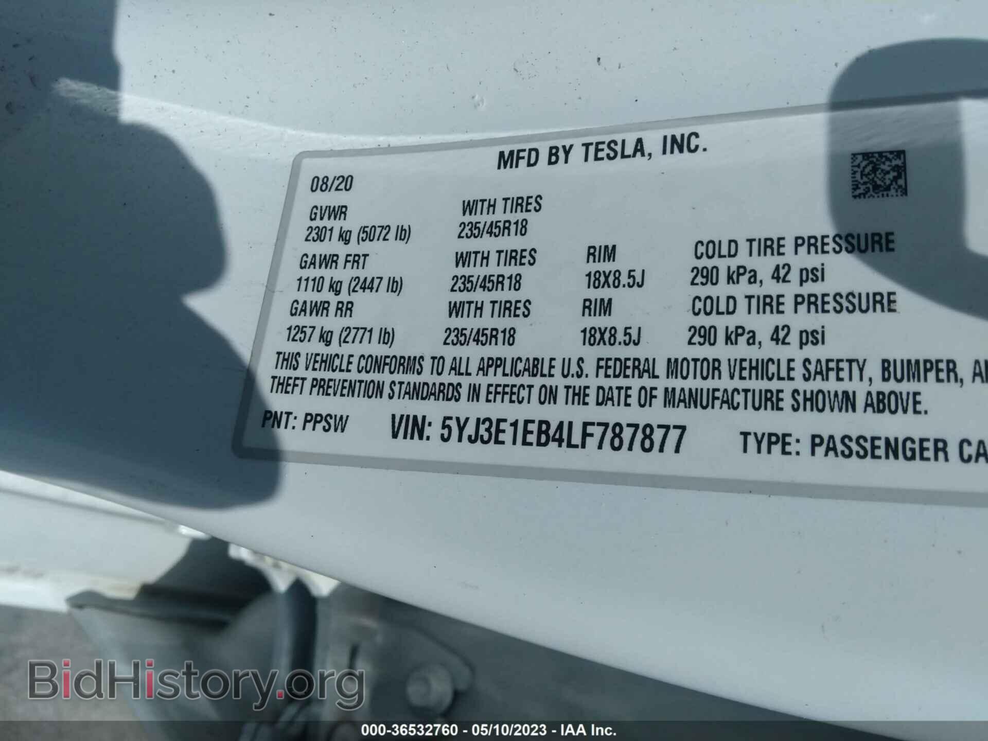 2020 TESLA MODEL 3 - VIN: 5YJ3E1EB4LF787877 - Фото 9