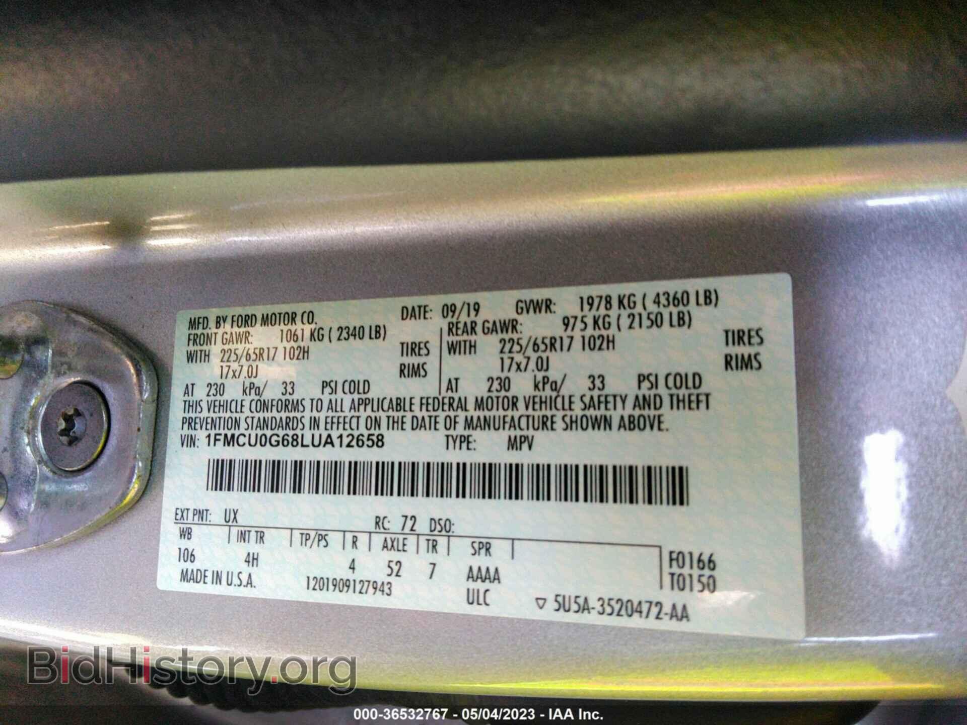 2020 FORD ESCAPE - VIN: 1FMCU0G68LUA12658 - Photo 9