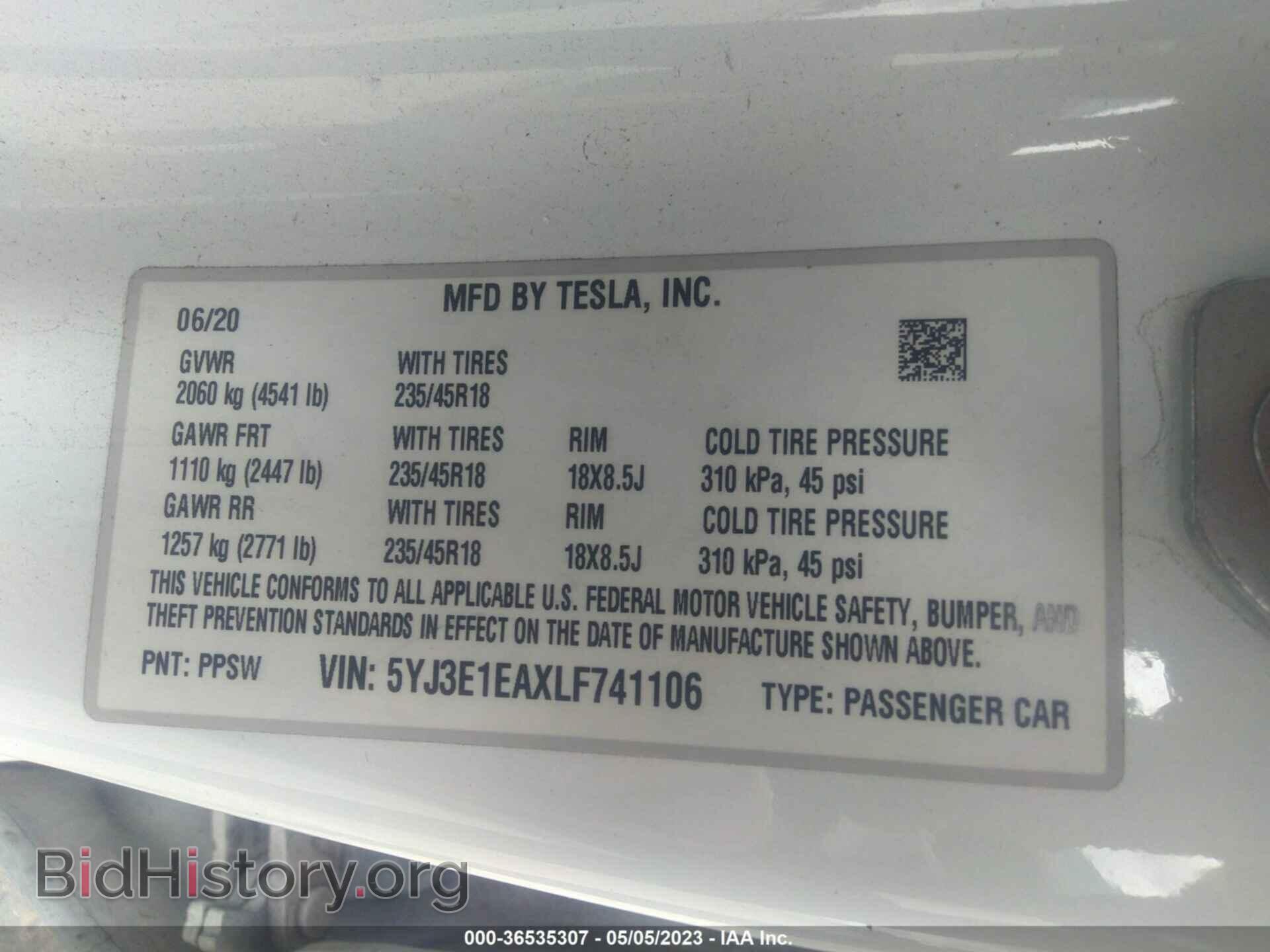 2020 TESLA MODEL 3 - VIN: 5YJ3E1EAXLF741106 - Фото 9