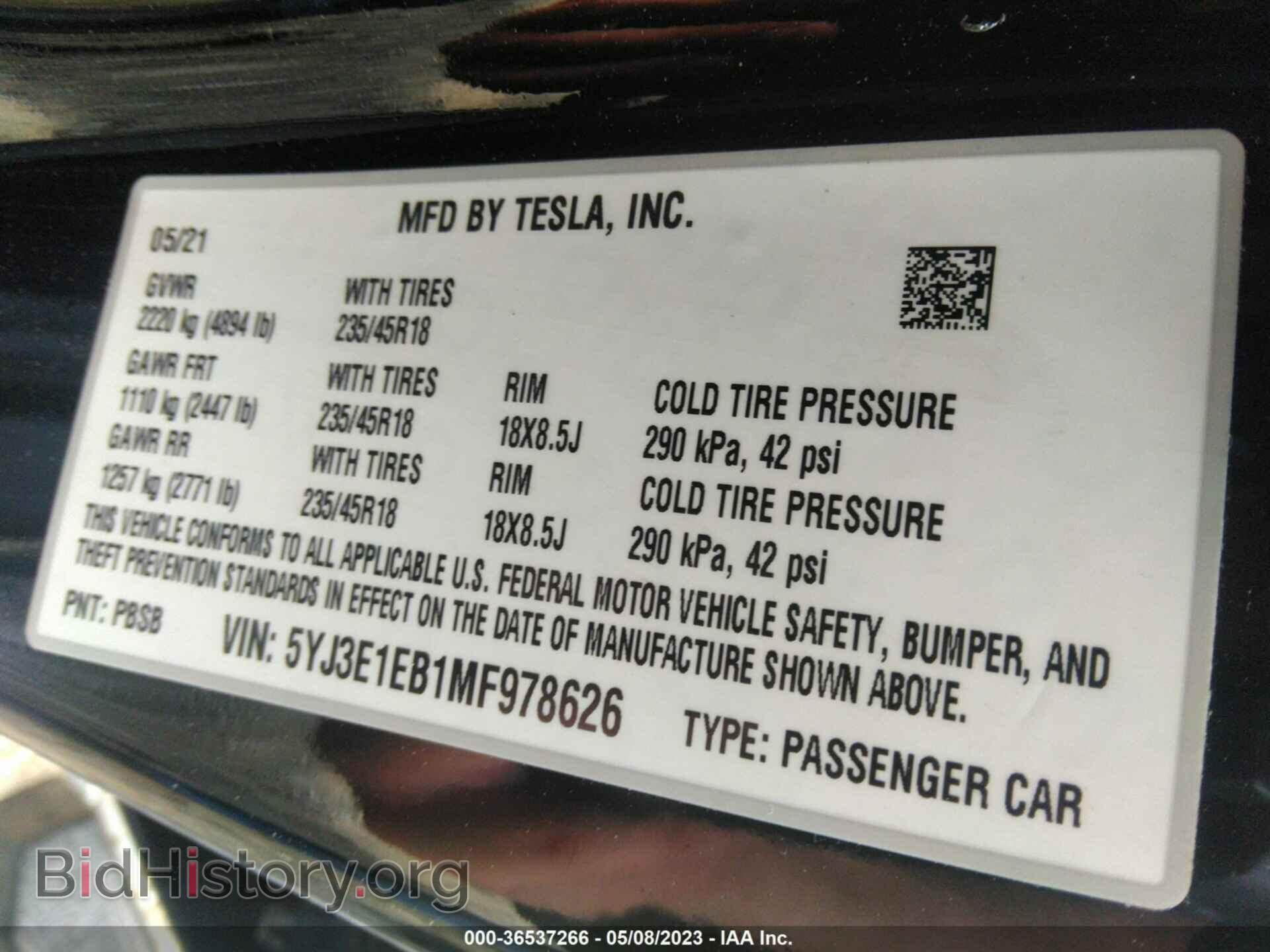 2021 TESLA MODEL 3 - VIN: 5YJ3E1EB1MF978626 - Photo 9