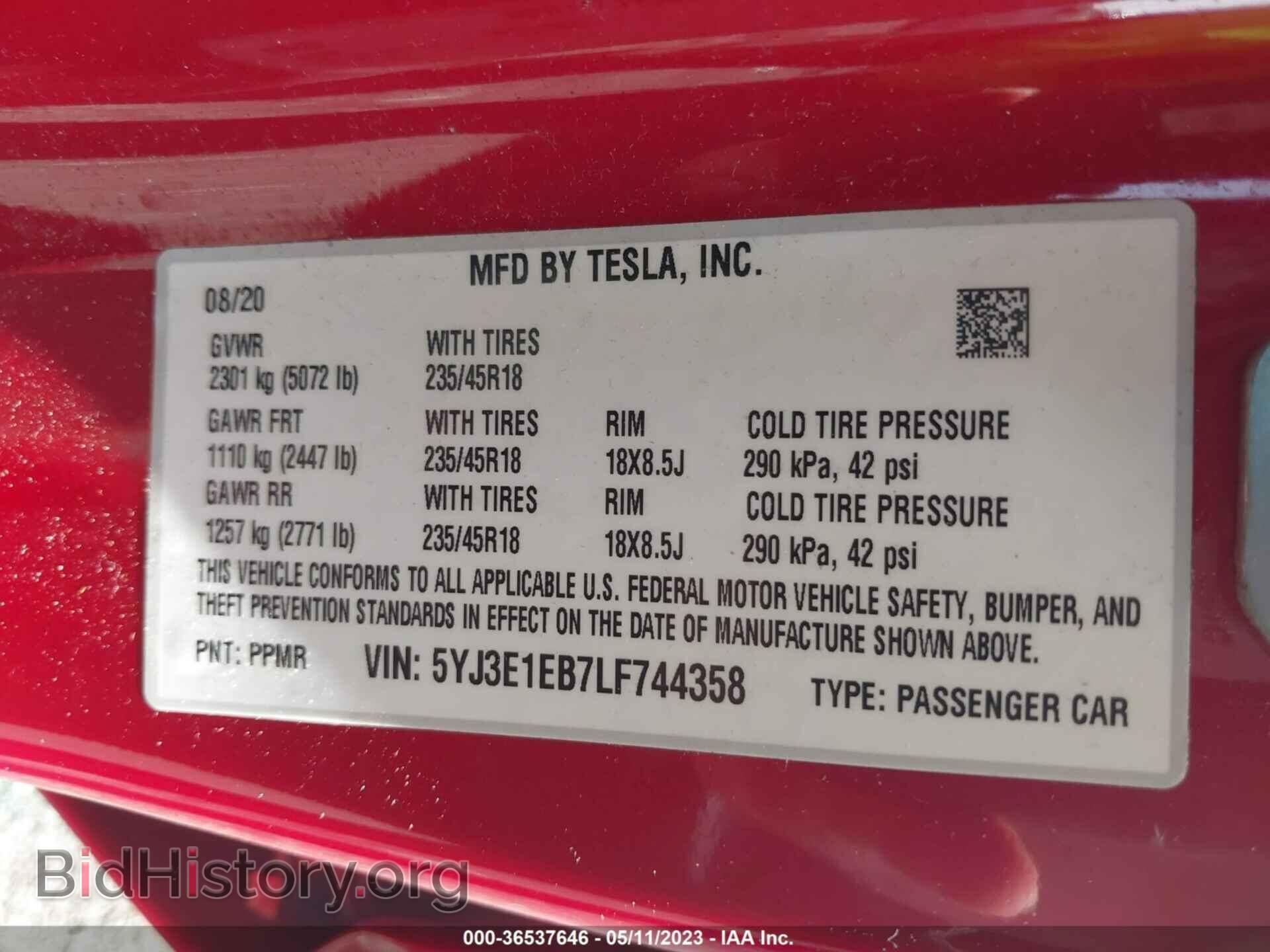 2020 TESLA MODEL 3 - VIN: 5YJ3E1EB7LF744358 - Photo 9