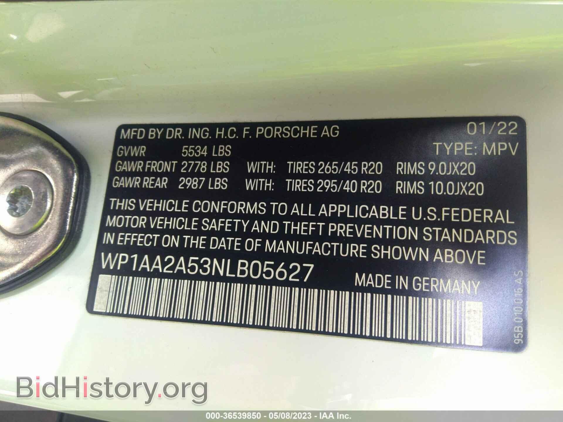 2022 PORSCHE MACAN - VIN: WP1AA2A53NLB05627 - Фото 9