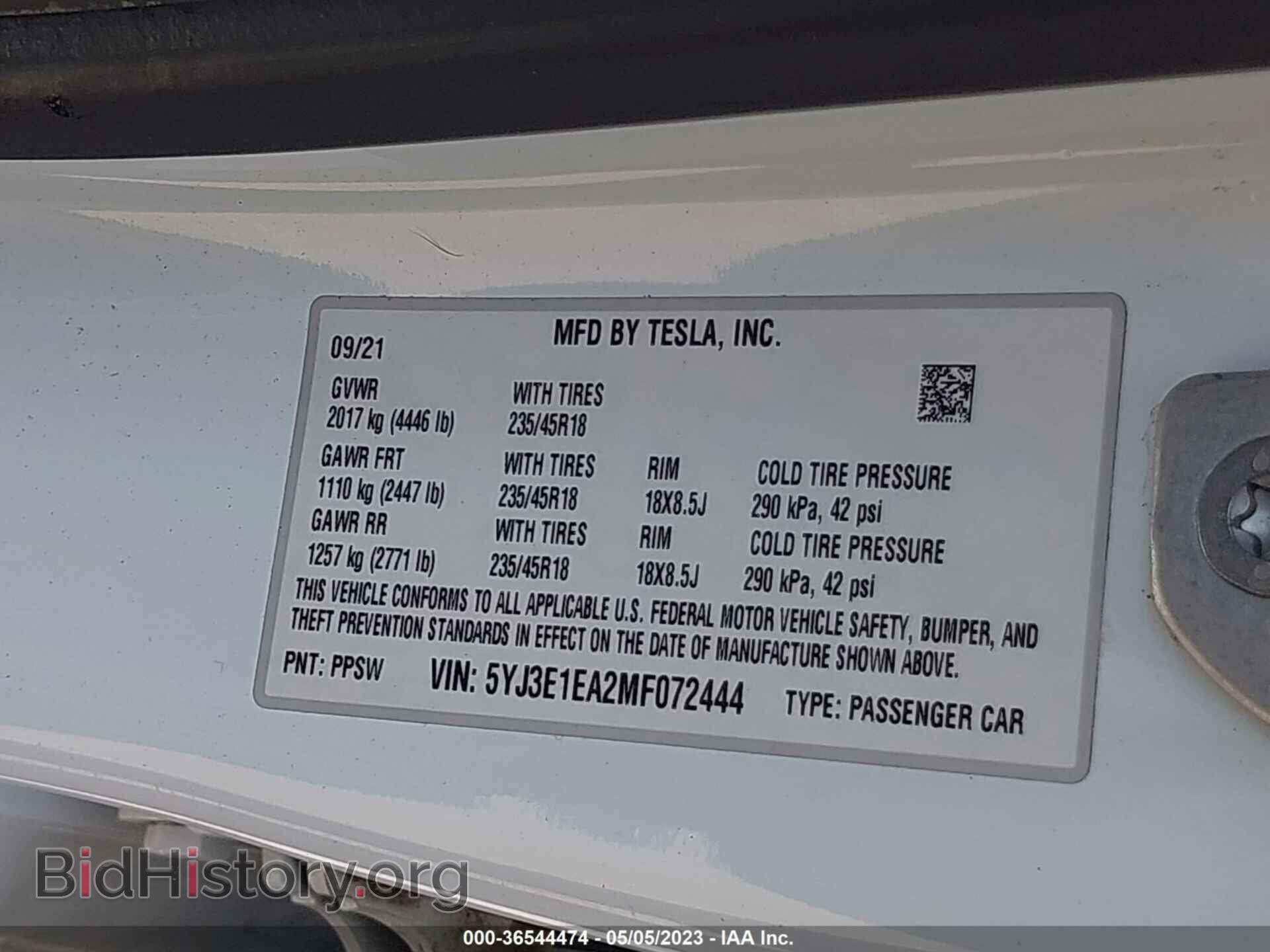 2021 TESLA MODEL 3 - VIN: 5YJ3E1EA2MF072444 - Photo 9