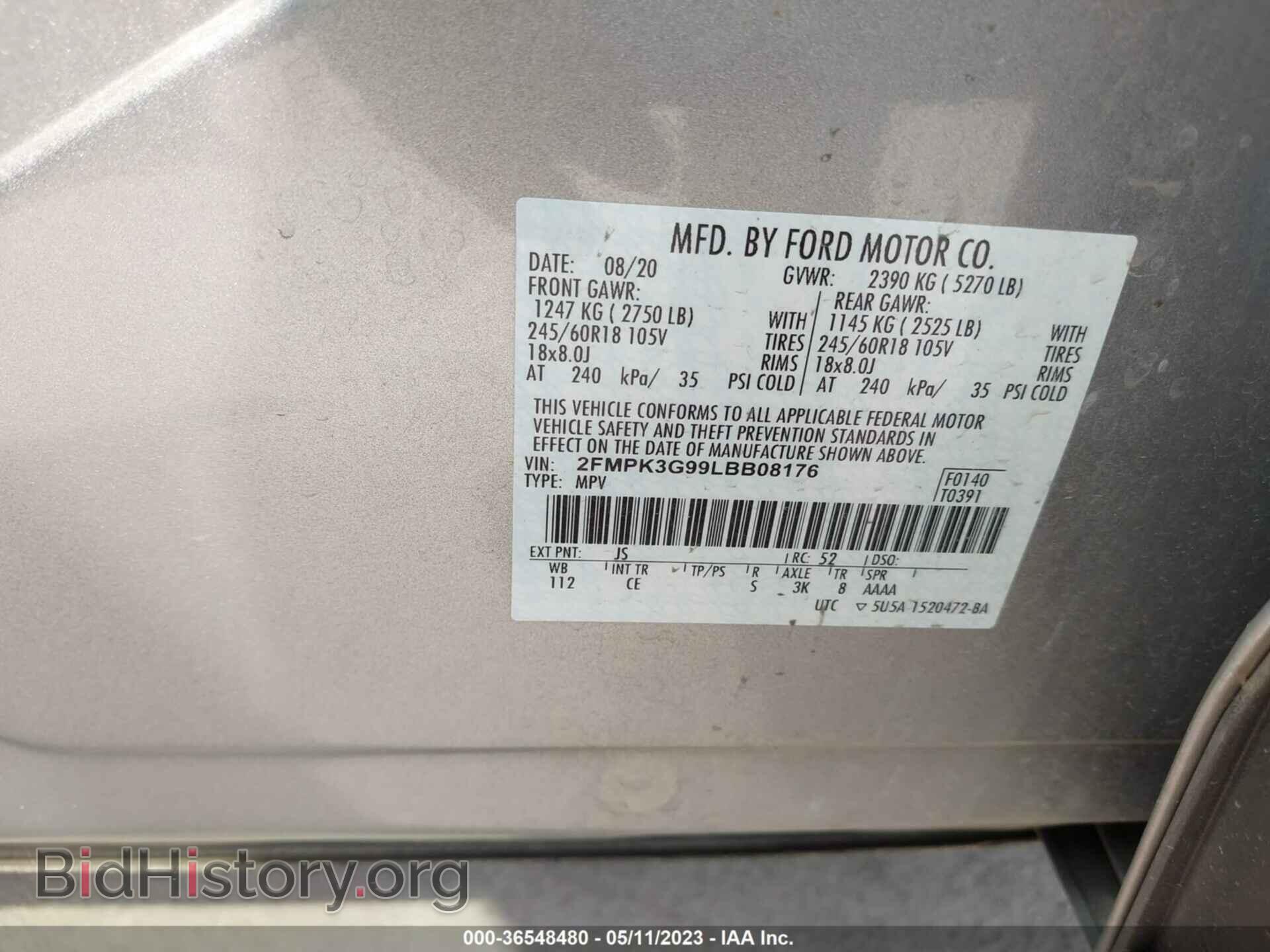2020 FORD EDGE - VIN: 2FMPK3G99LBB08176 - Photo 9