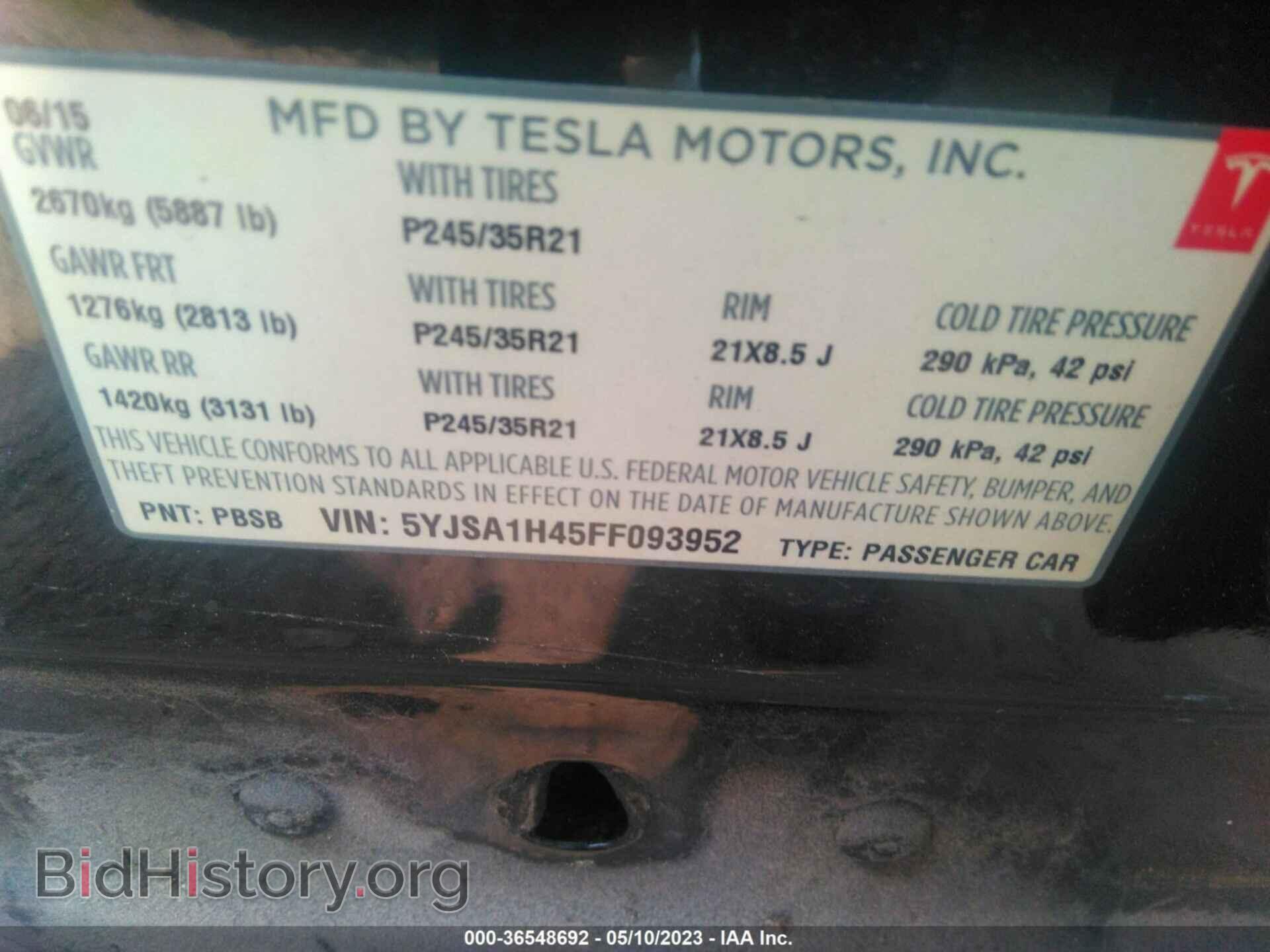 2015 TESLA MODEL S - VIN: 5YJSA1H45FF093952 - Photo 9