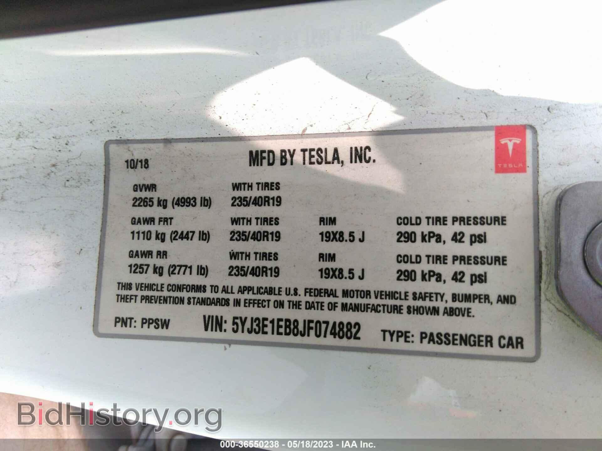 2018 TESLA MODEL 3 - VIN: 5YJ3E1EB8JF074882 - Фото 9