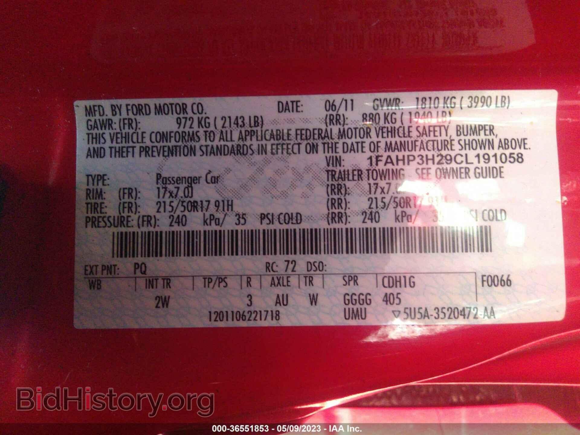 2012 FORD FOCUS - VIN: 1FAHP3H29CL191058 - Фото 9