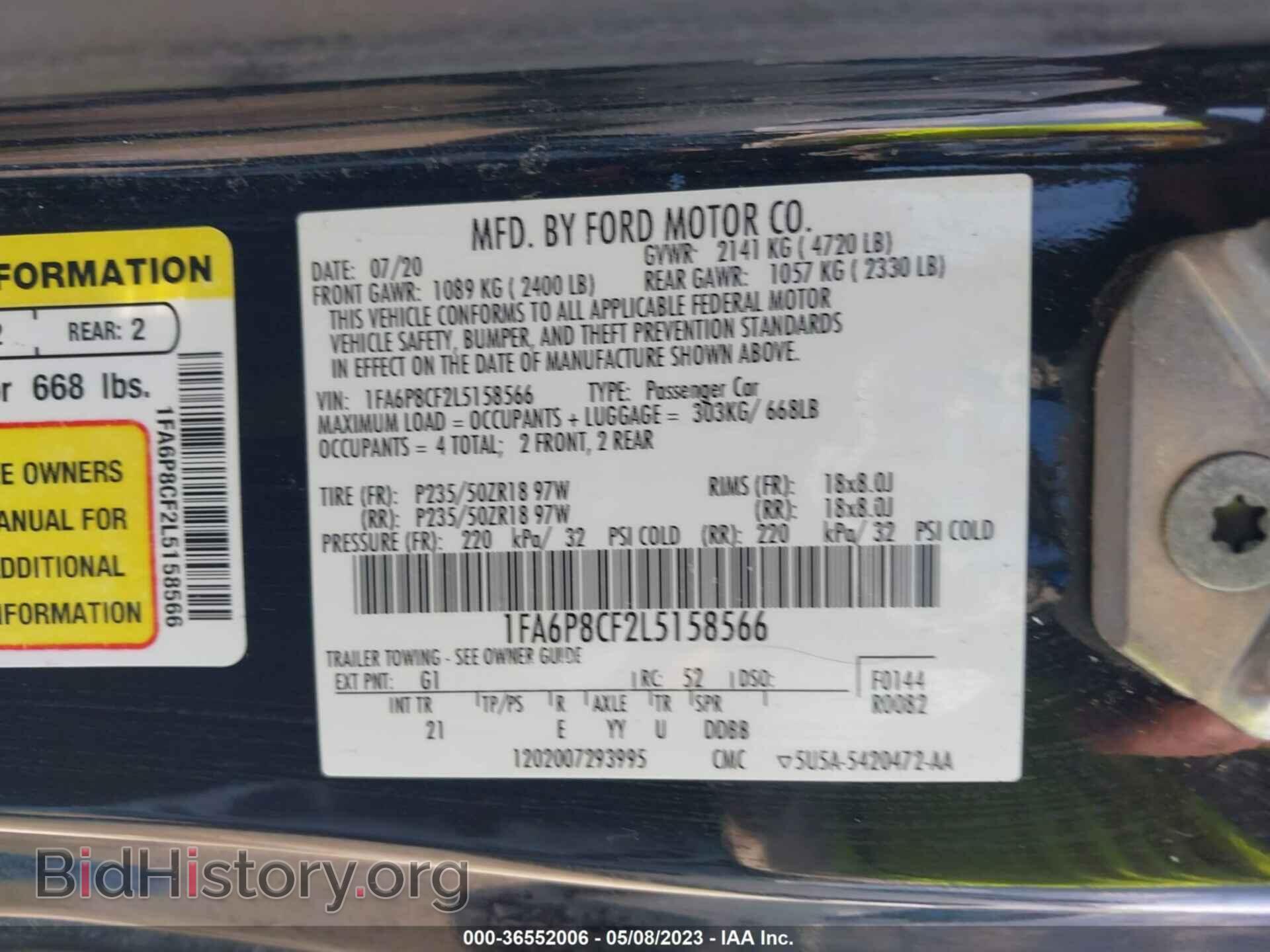 2020 FORD MUSTANG - VIN: 1FA6P8CF2L5158566 - Фото 9