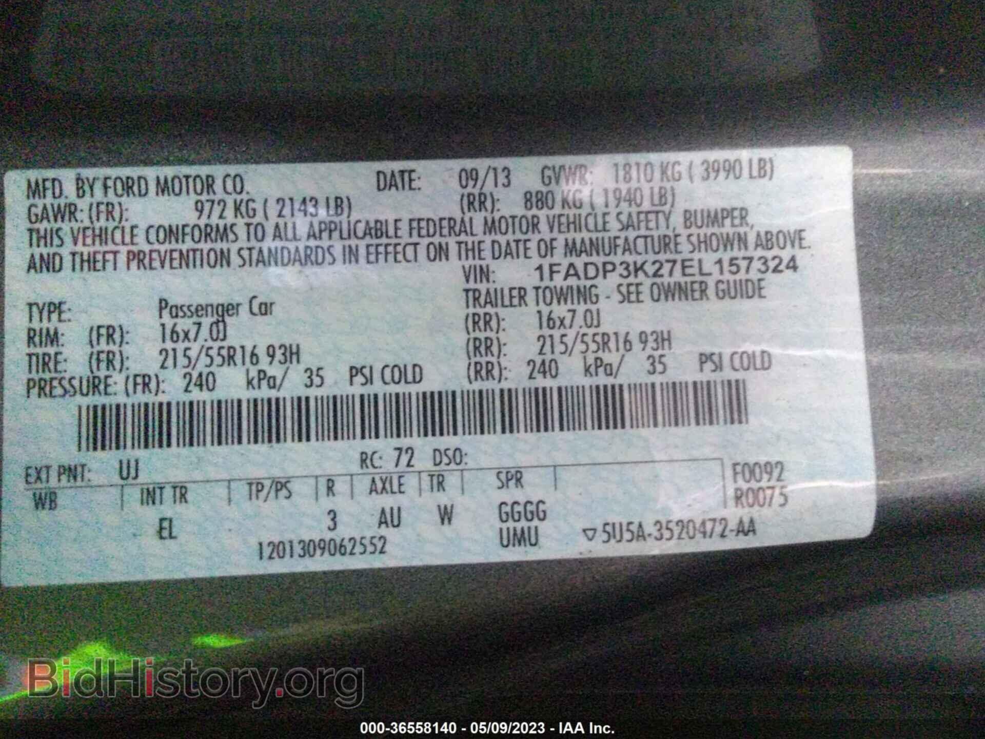 2014 FORD FOCUS - VIN: 1FADP3K27EL157324 - Фото 9