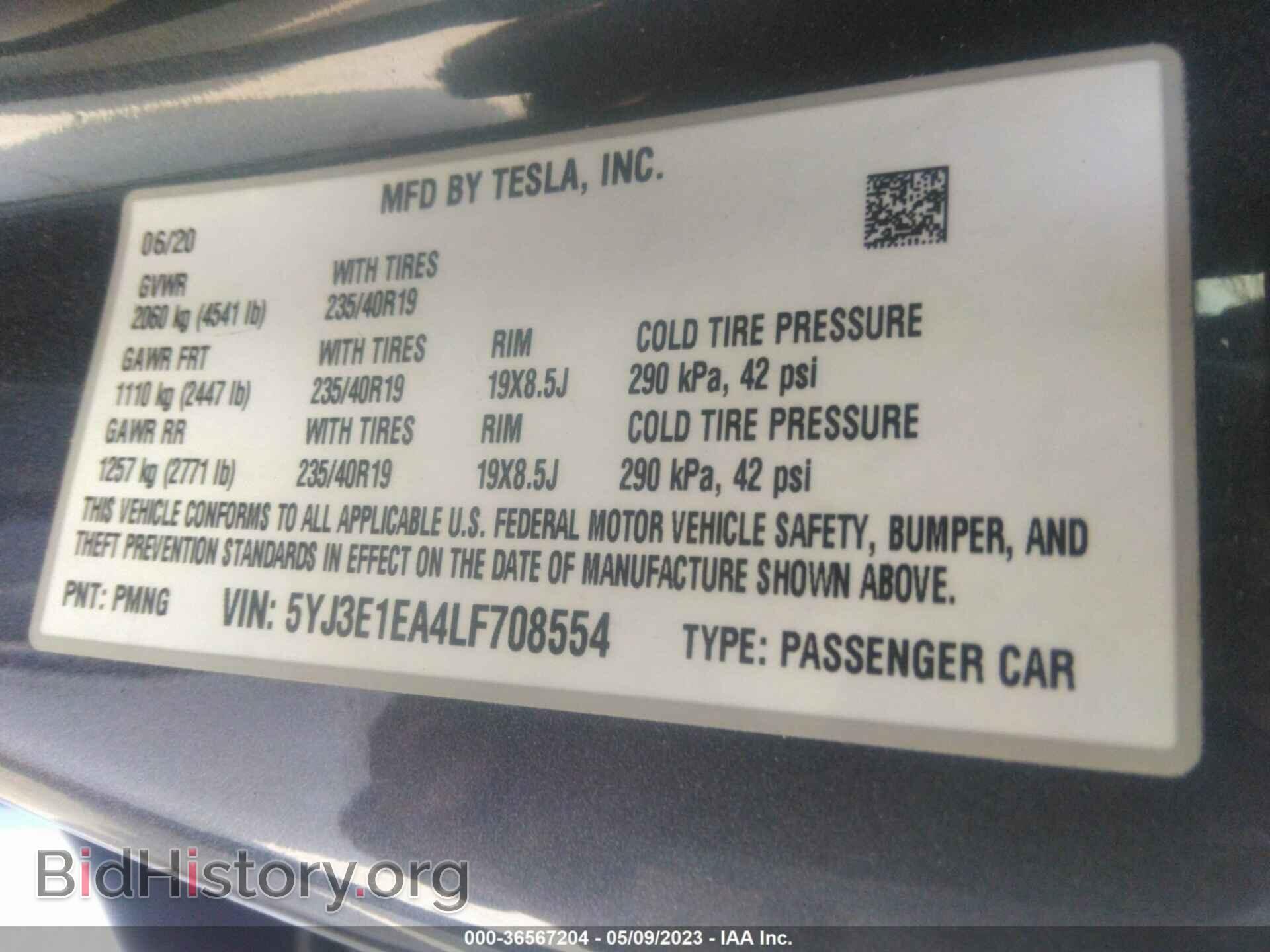 2020 TESLA MODEL 3 - VIN: 5YJ3E1EA4LF708554 - Фото 9
