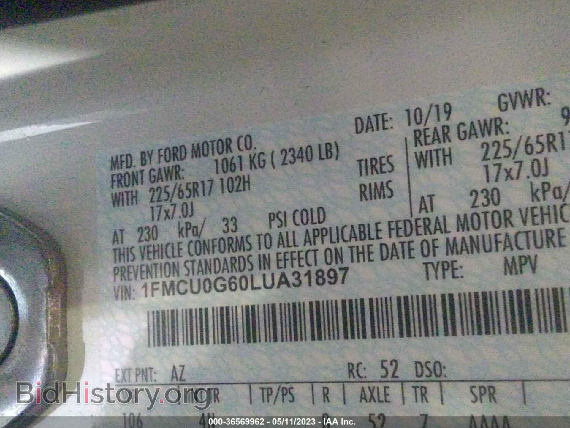 2020 FORD ESCAPE - VIN: 1FMCU0G60LUA31897 - Фото 9