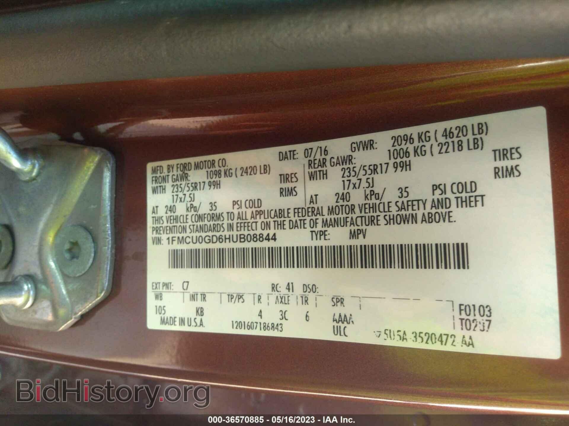 2017 FORD ESCAPE - VIN: 1FMCU0GD6HUB08844 - Photo 9