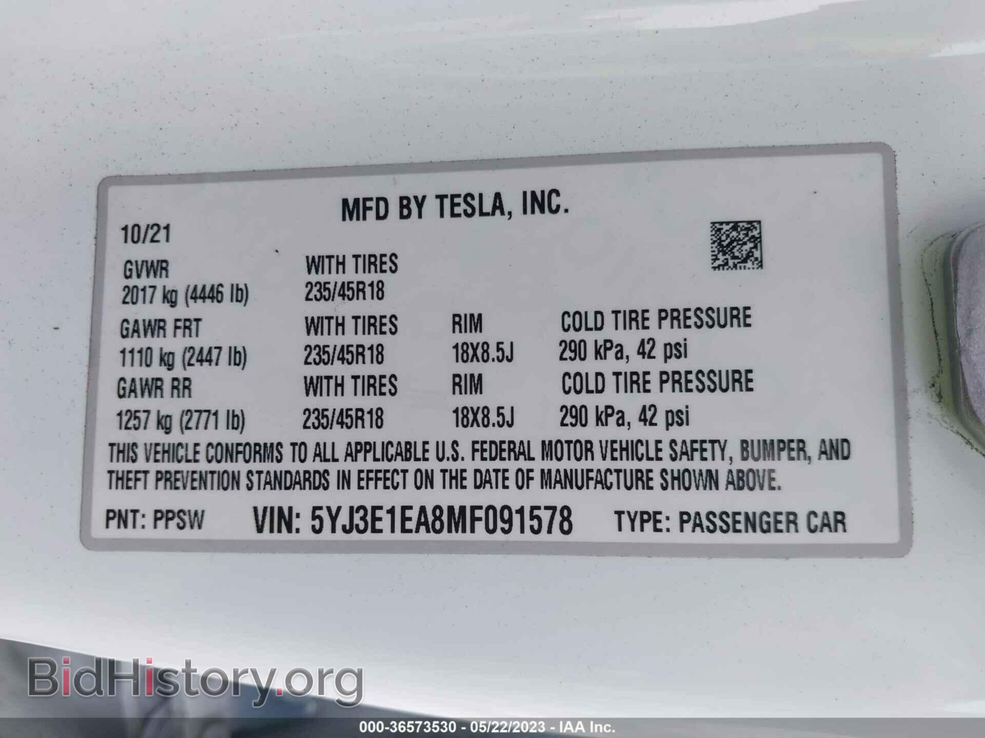 2021 TESLA MODEL 3 - VIN: 5YJ3E1EA8MF091578 - Photo 9