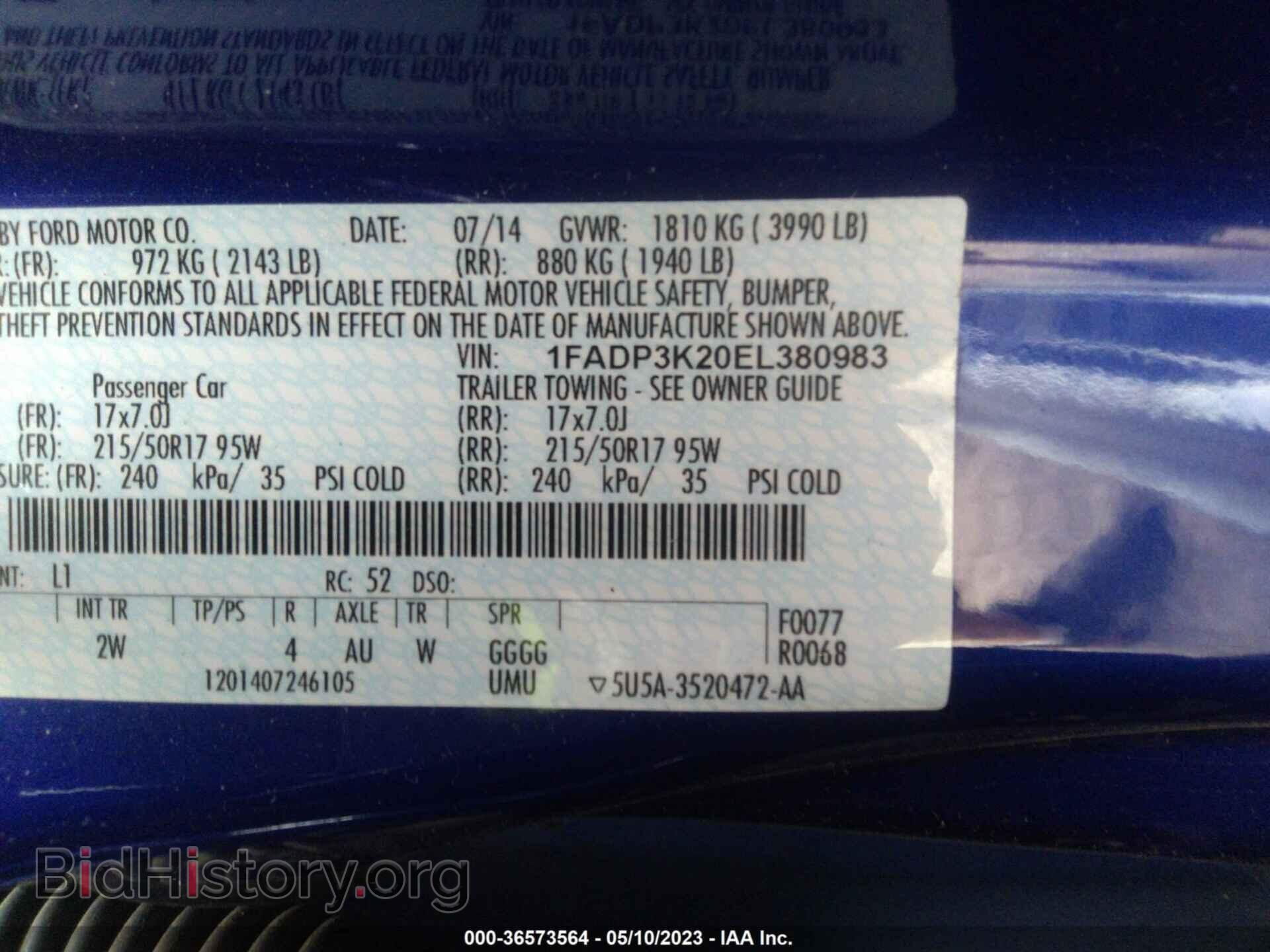 2014 FORD FOCUS - VIN: 1FADP3K20EL380983 - Photo 9