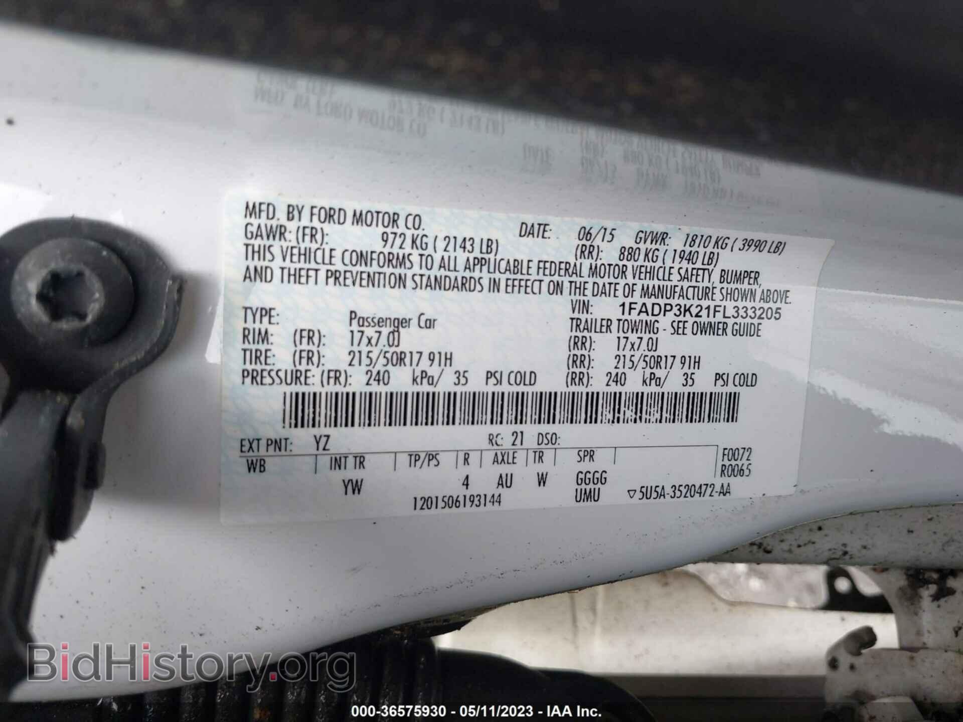 2015 FORD FOCUS - VIN: 1FADP3K21FL333205 - Фото 9