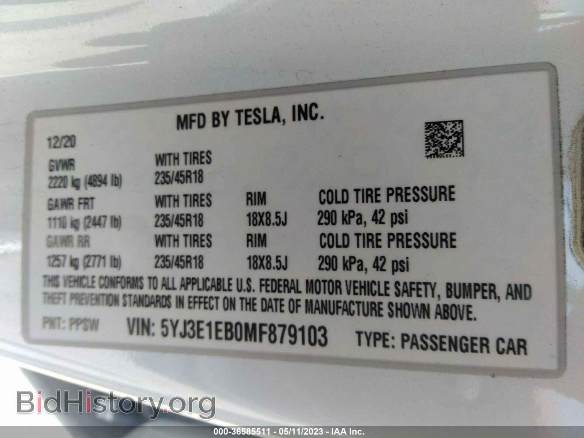 2021 TESLA MODEL 3 - VIN: 5YJ3E1EB0MF879103 - Photo 9